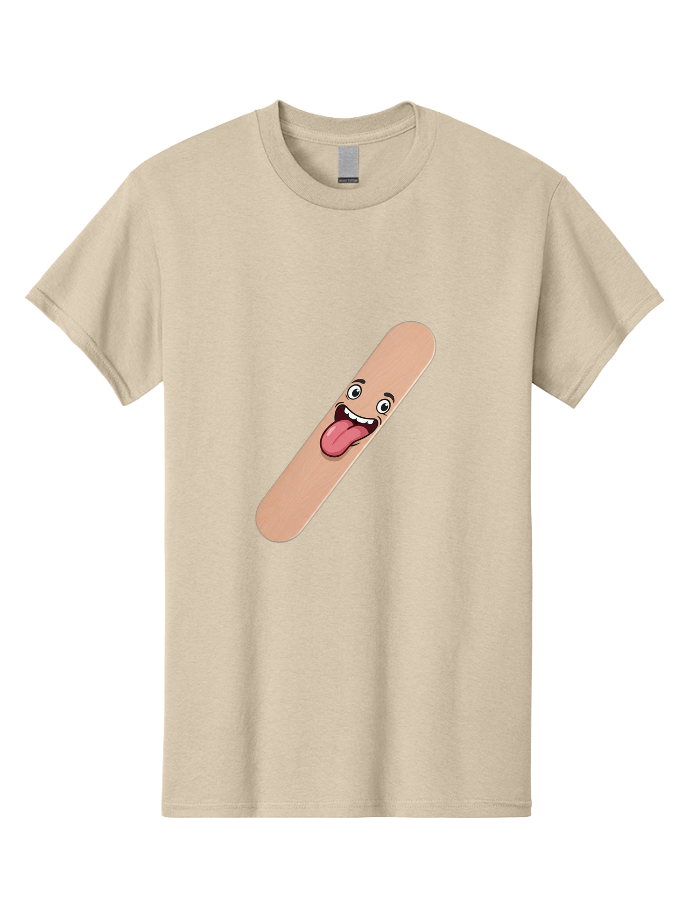 Bandage-Stick Men'S Graphic Tee, 100% Cotton, Comfortable Casual Summer Wear, Machine Washable, Cartoon Band-Aid, Funny Facial Expression, Tongue Out, Playful Character, Medical Humor, Quirky Illustration, Humorous Design Baa150