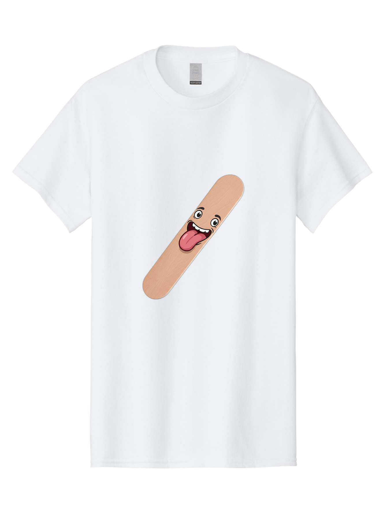 Bandage-Stick Men'S Graphic Tee, 100% Cotton, Comfortable Casual Summer Wear, Machine Washable, Cartoon Band-Aid, Funny Facial Expression, Tongue Out, Playful Character, Medical Humor, Quirky Illustration, Humorous Design Baa150