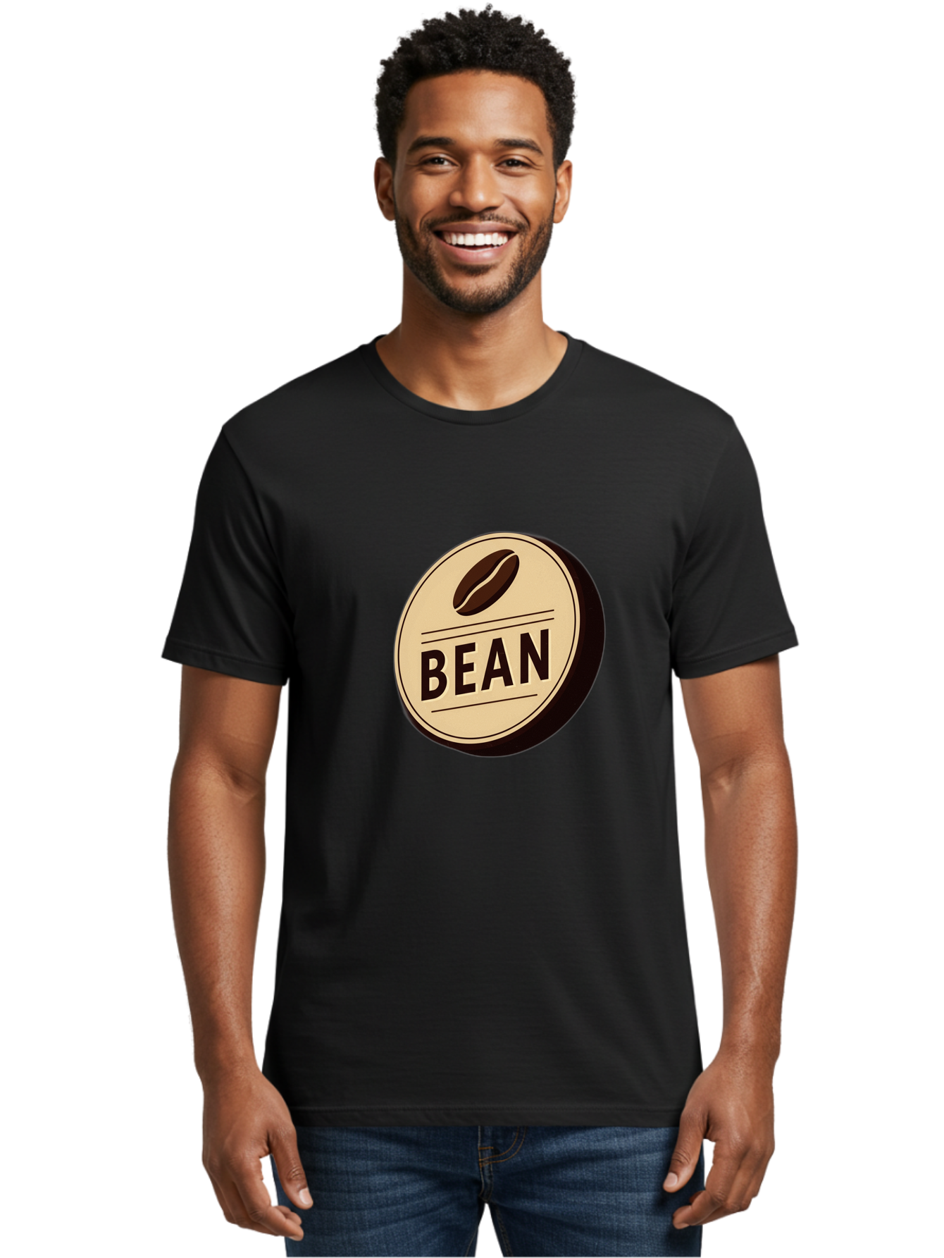 Bean Men'S Graphic Tee, 100% Cotton, Comfortable Casual Summer Wear, Machine Washable, Coffee Bean Label, Coffee Branding, Coffee Logo, Coffee Design, Minimalist Style, Simple Typography, Coffee Theme, Coffee Culture Baa156