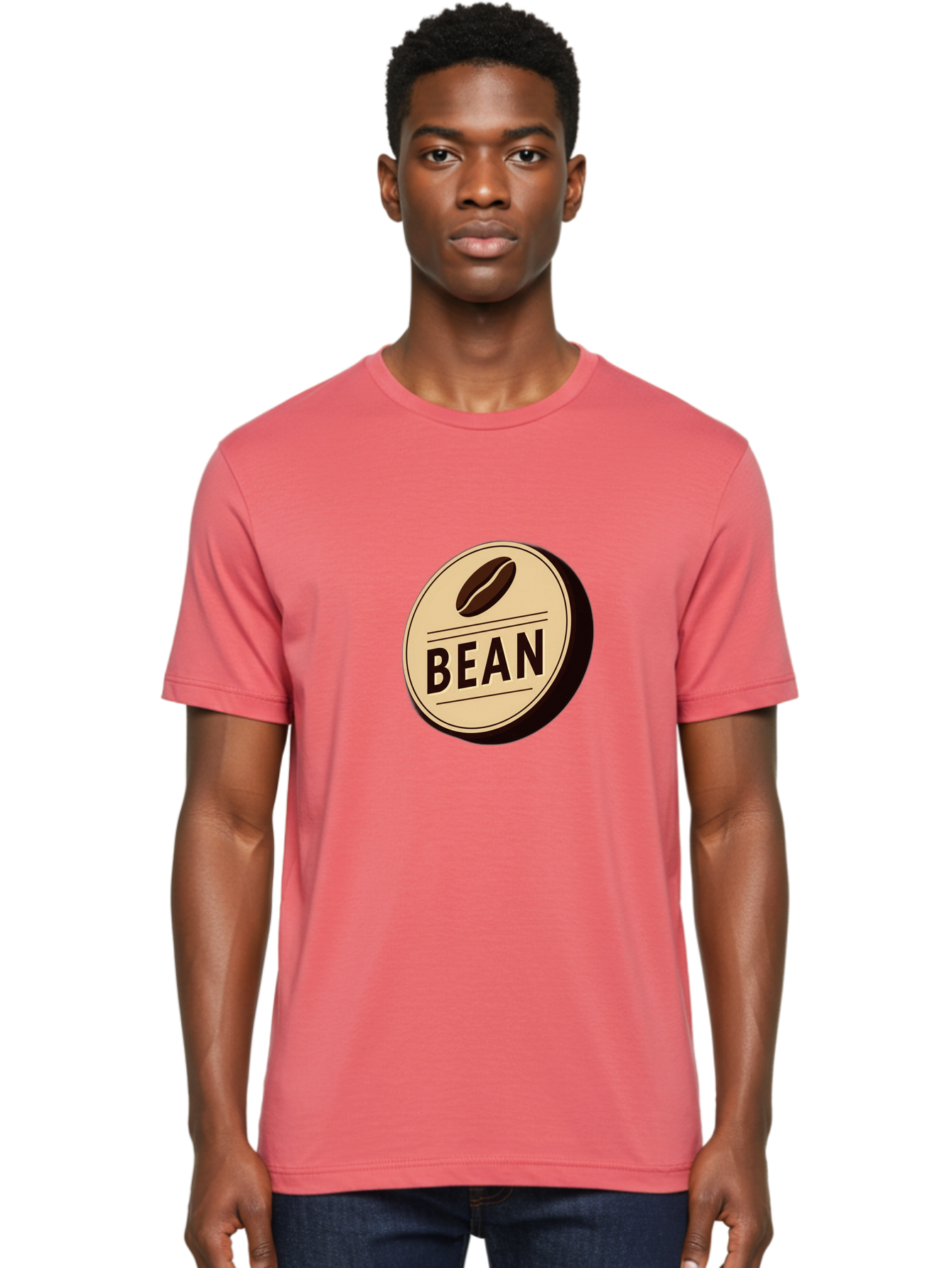 Bean Men'S Graphic Tee, 100% Cotton, Comfortable Casual Summer Wear, Machine Washable, Coffee Bean Label, Coffee Branding, Coffee Logo, Coffee Design, Minimalist Style, Simple Typography, Coffee Theme, Coffee Culture Baa156