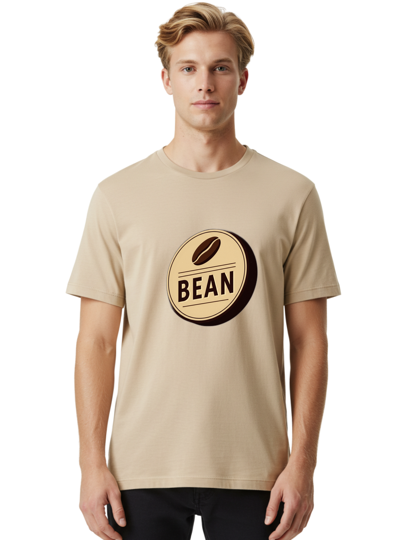 Bean Men'S Graphic Tee, 100% Cotton, Comfortable Casual Summer Wear, Machine Washable, Coffee Bean Label, Coffee Branding, Coffee Logo, Coffee Design, Minimalist Style, Simple Typography, Coffee Theme, Coffee Culture Baa156
