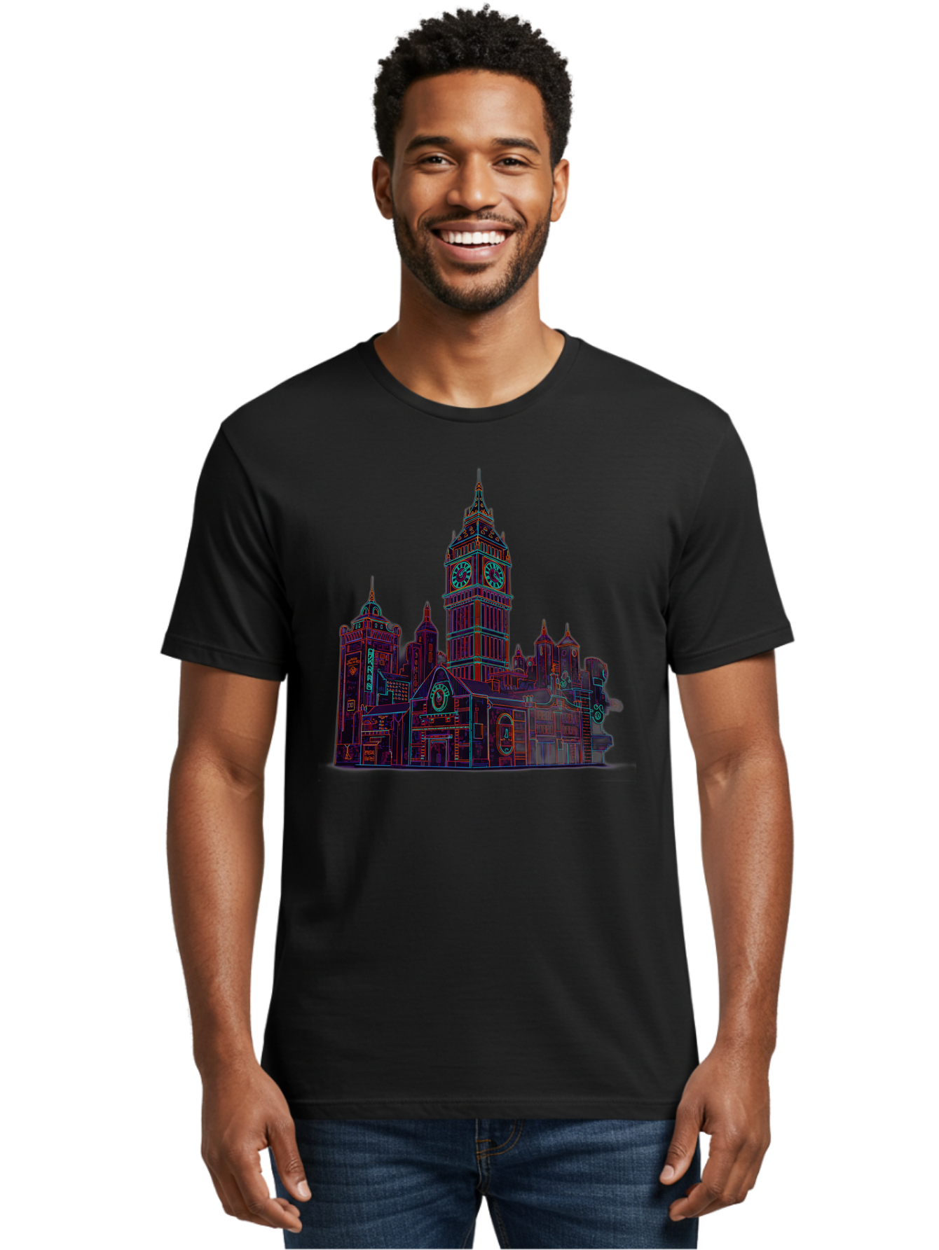 Big-Ben Men'S Graphic Tee, 100% Cotton, Comfortable Casual Summer Wear, Machine Washable, Big Ben, London Landmark, Clock Tower, Iconic Architecture, Gothic Style, Historic Building, Tourist Attraction, Cityscape, Urban Scene, Famous Monument, Baa160