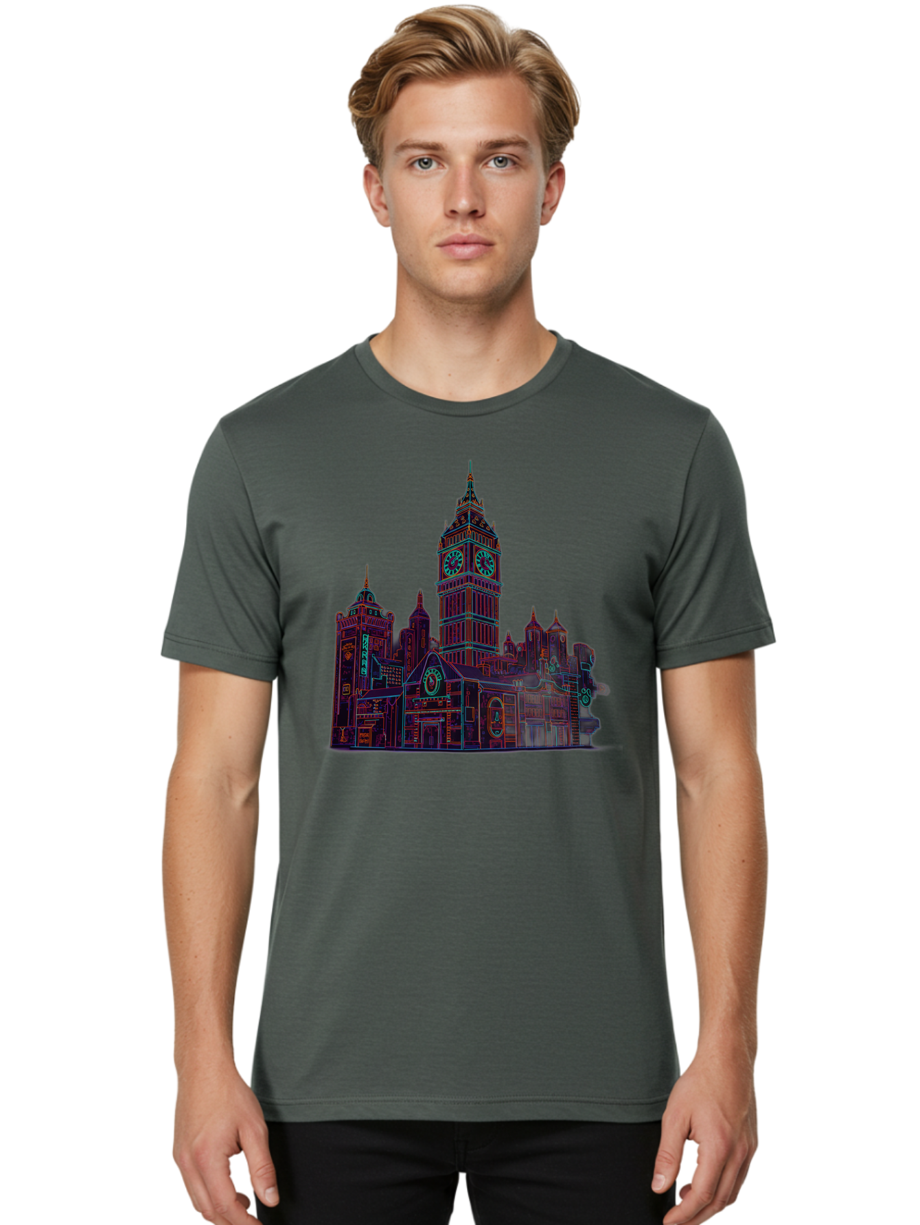 Big-Ben Men'S Graphic Tee, 100% Cotton, Comfortable Casual Summer Wear, Machine Washable, Big Ben, London Landmark, Clock Tower, Iconic Architecture, Gothic Style, Historic Building, Tourist Attraction, Cityscape, Urban Scene, Famous Monument, Baa160