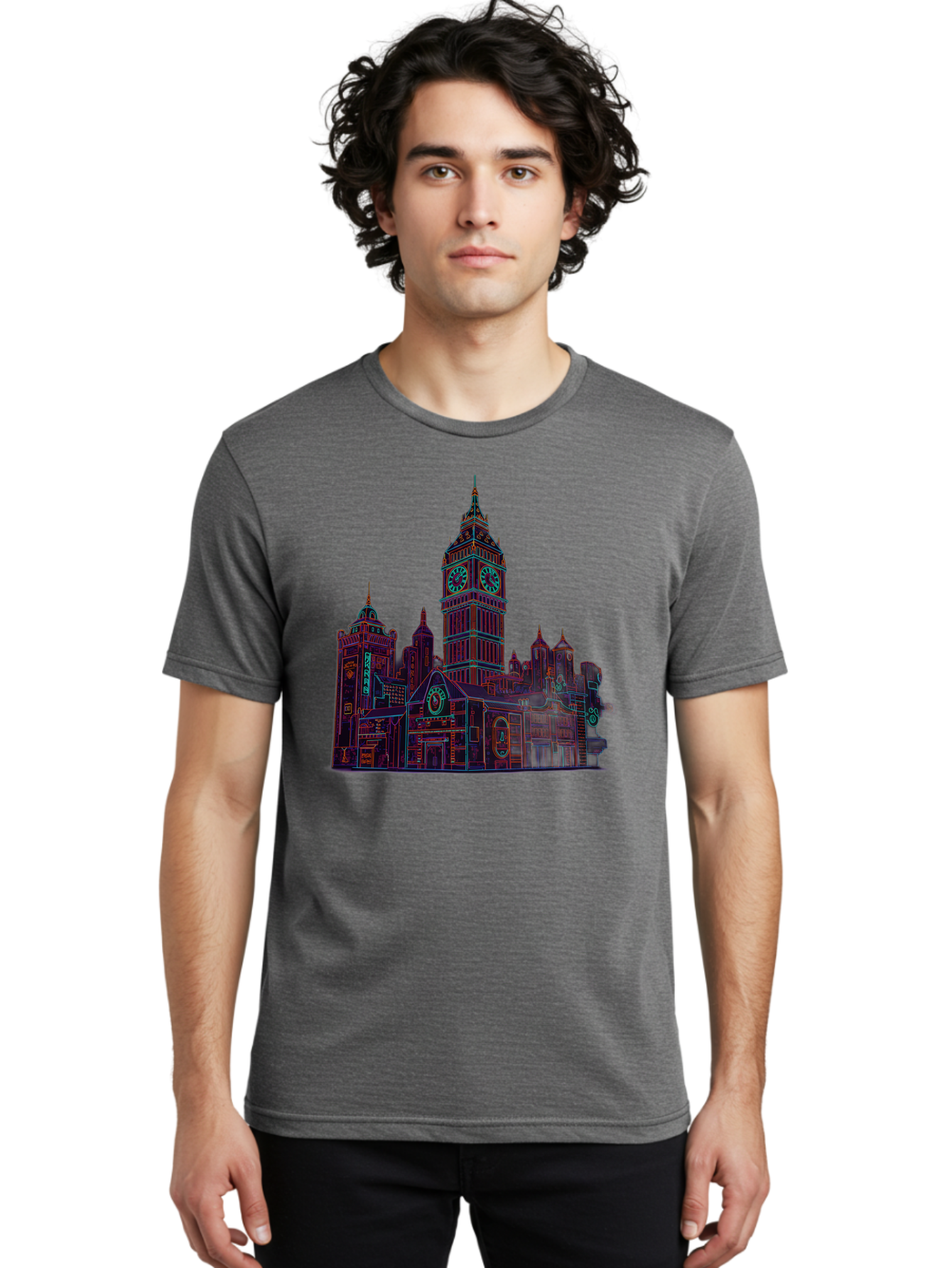 Big-Ben Men'S Graphic Tee, 100% Cotton, Comfortable Casual Summer Wear, Machine Washable, Big Ben, London Landmark, Clock Tower, Iconic Architecture, Gothic Style, Historic Building, Tourist Attraction, Cityscape, Urban Scene, Famous Monument, Baa160