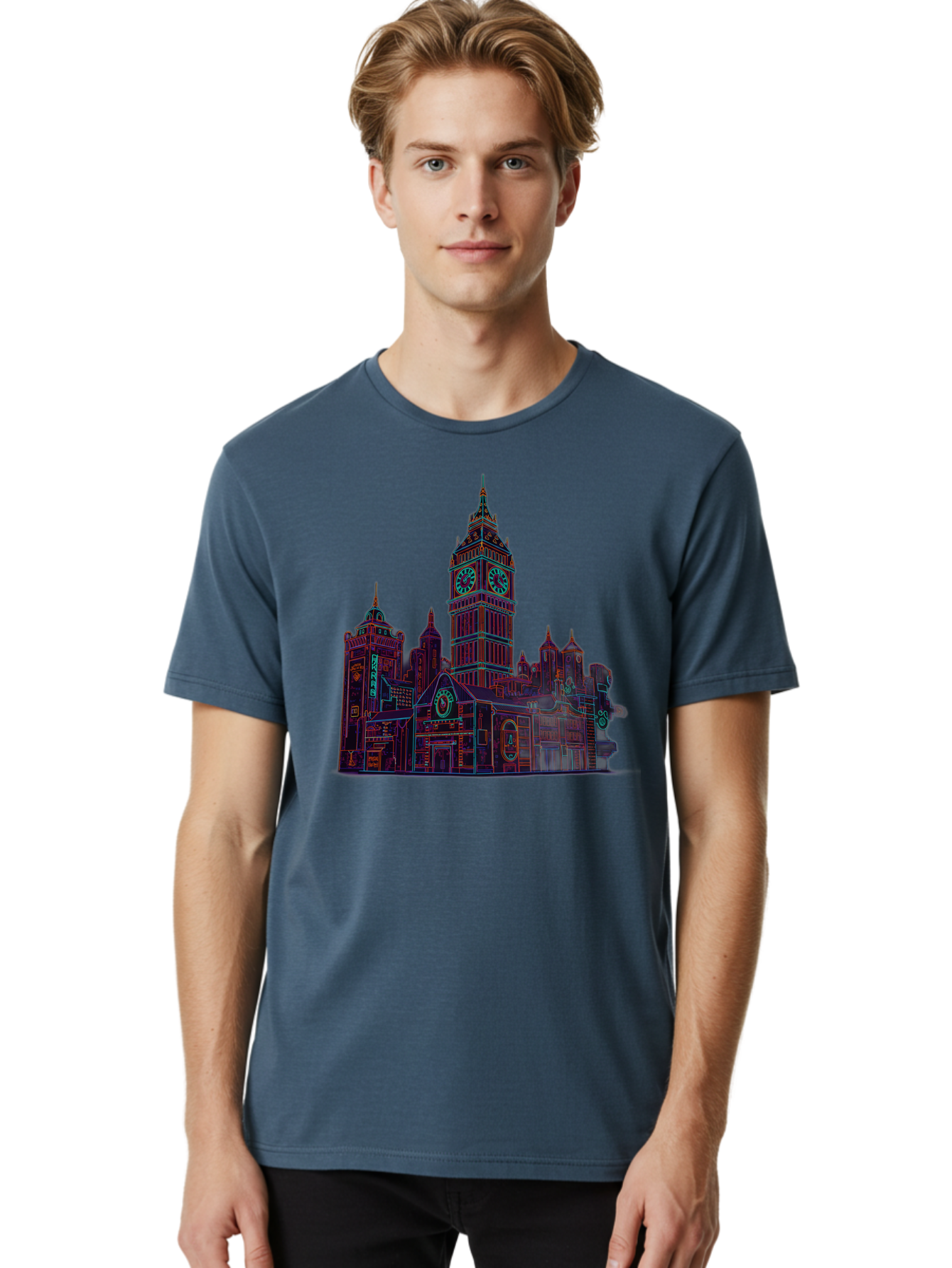 Big-Ben Men'S Graphic Tee, 100% Cotton, Comfortable Casual Summer Wear, Machine Washable, Big Ben, London Landmark, Clock Tower, Iconic Architecture, Gothic Style, Historic Building, Tourist Attraction, Cityscape, Urban Scene, Famous Monument, Baa160