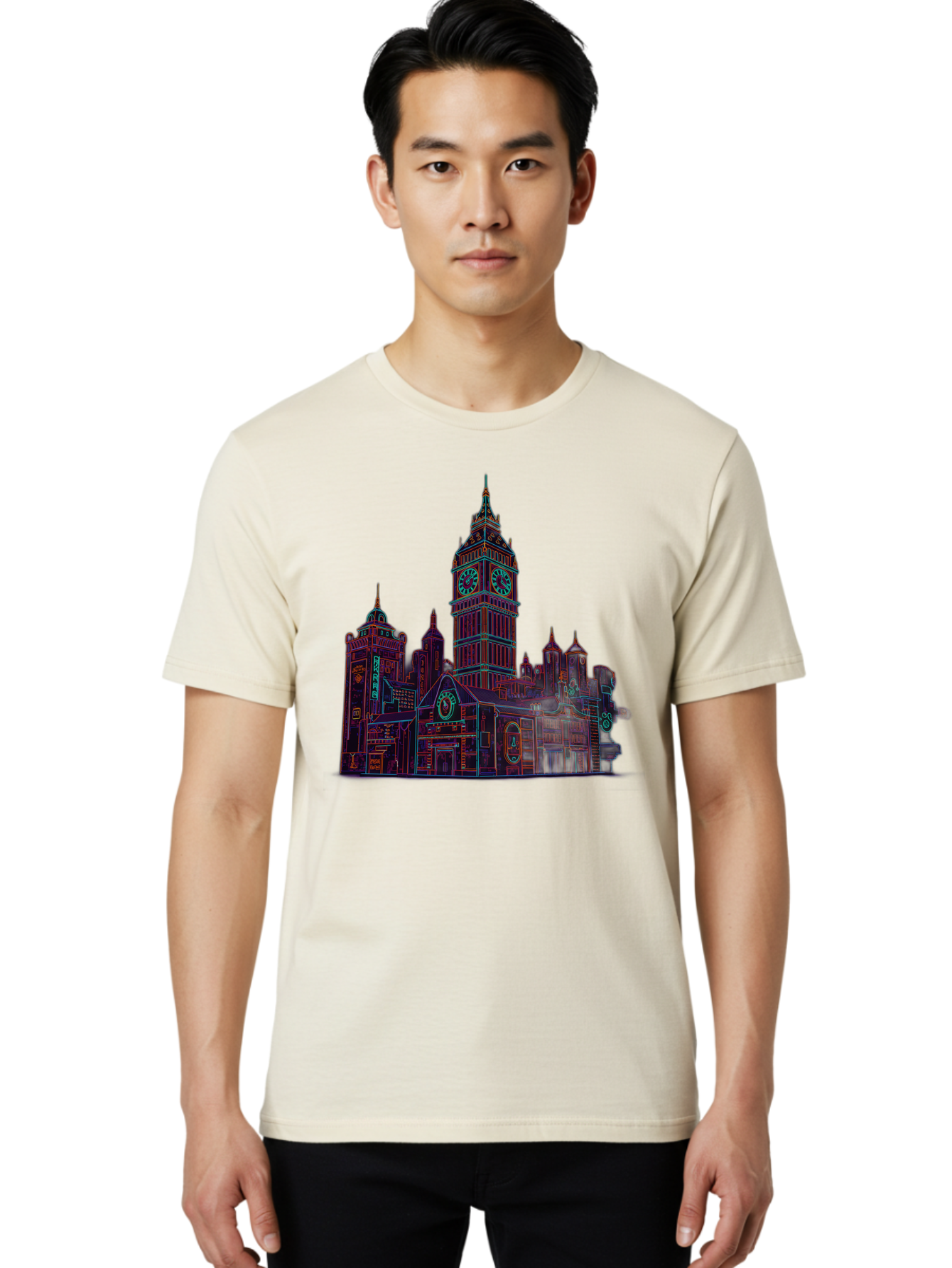 Big-Ben Men'S Graphic Tee, 100% Cotton, Comfortable Casual Summer Wear, Machine Washable, Big Ben, London Landmark, Clock Tower, Iconic Architecture, Gothic Style, Historic Building, Tourist Attraction, Cityscape, Urban Scene, Famous Monument, Baa160