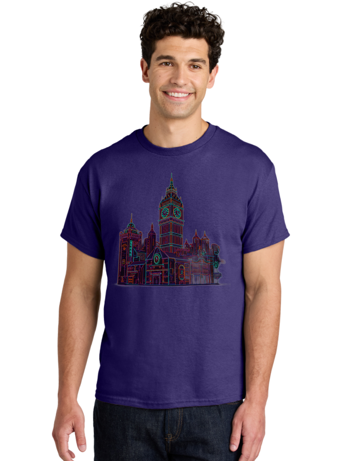 Big-Ben Men'S Graphic Tee, 100% Cotton, Comfortable Casual Summer Wear, Machine Washable, Big Ben, London Landmark, Clock Tower, Iconic Architecture, Gothic Style, Historic Building, Tourist Attraction, Cityscape, Urban Scene, Famous Monument, Baa160