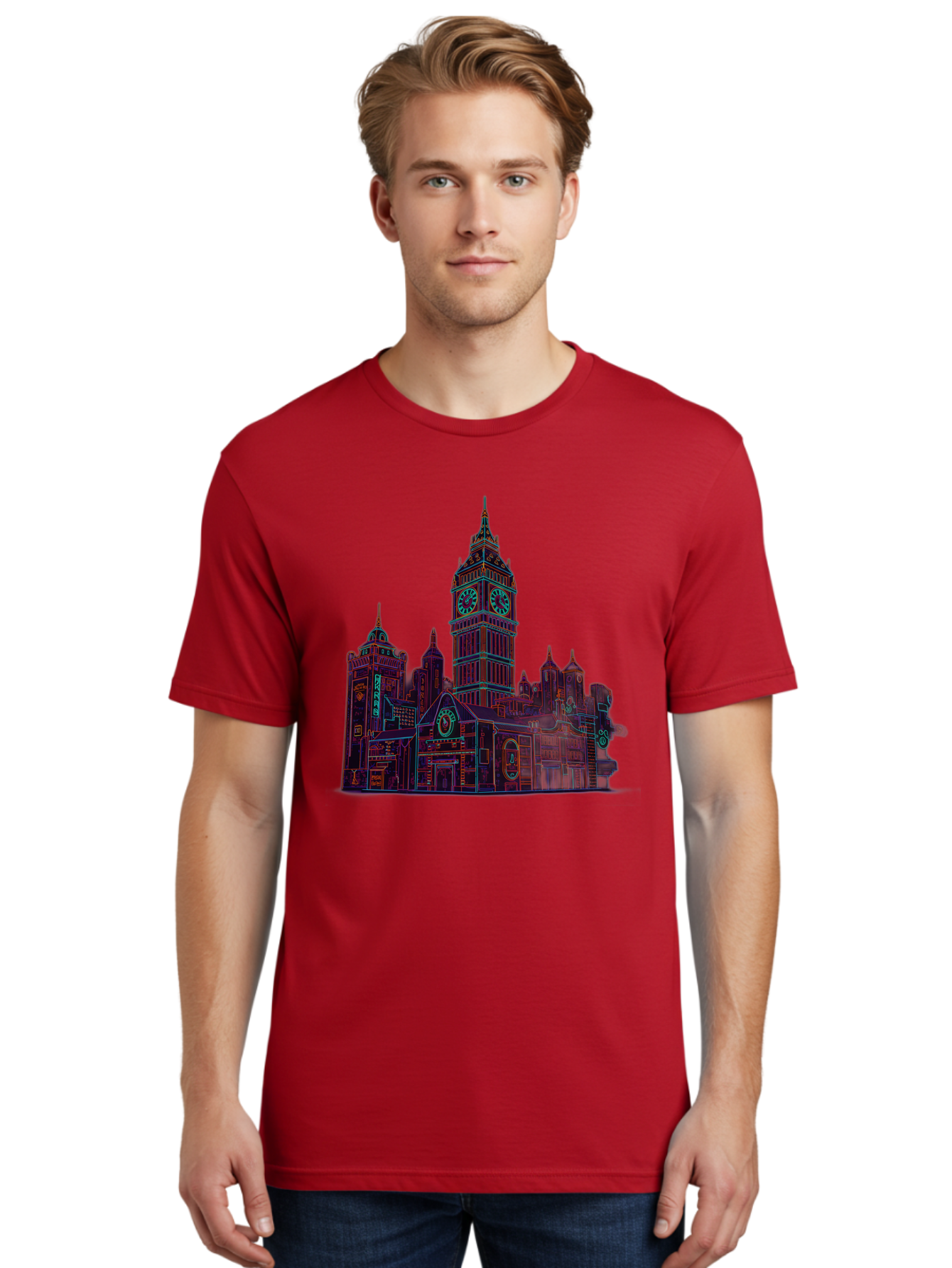 Big-Ben Men'S Graphic Tee, 100% Cotton, Comfortable Casual Summer Wear, Machine Washable, Big Ben, London Landmark, Clock Tower, Iconic Architecture, Gothic Style, Historic Building, Tourist Attraction, Cityscape, Urban Scene, Famous Monument, Baa160