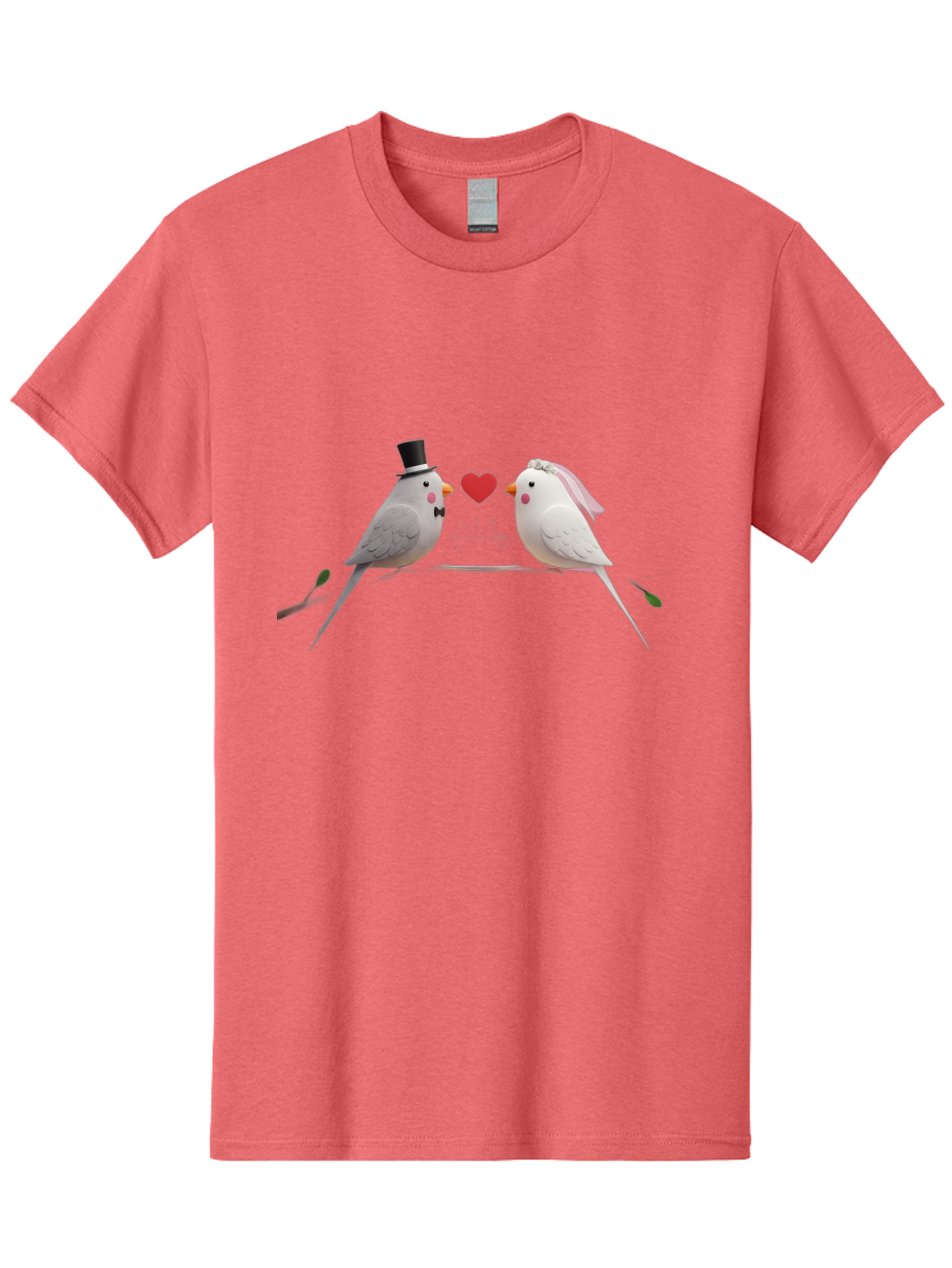 Birds-In-Love Men'S Graphic Tee, 100% Cotton, Comfortable Casual Summer Wear, Machine Washable, Paper Birds, Origami Art, Cute Couple, Wedding Theme, Love Heart, Wedding Decorations, Romantic Ambiance, Handmade Crafts, Valentines Day Gift Baa162