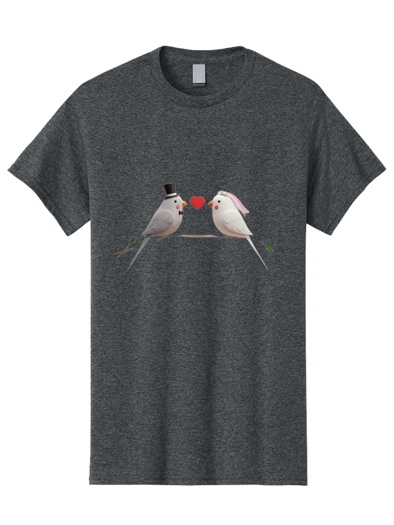 Birds-In-Love Men'S Graphic Tee, 100% Cotton, Comfortable Casual Summer Wear, Machine Washable, Paper Birds, Origami Art, Cute Couple, Wedding Theme, Love Heart, Wedding Decorations, Romantic Ambiance, Handmade Crafts, Valentines Day Gift Baa162