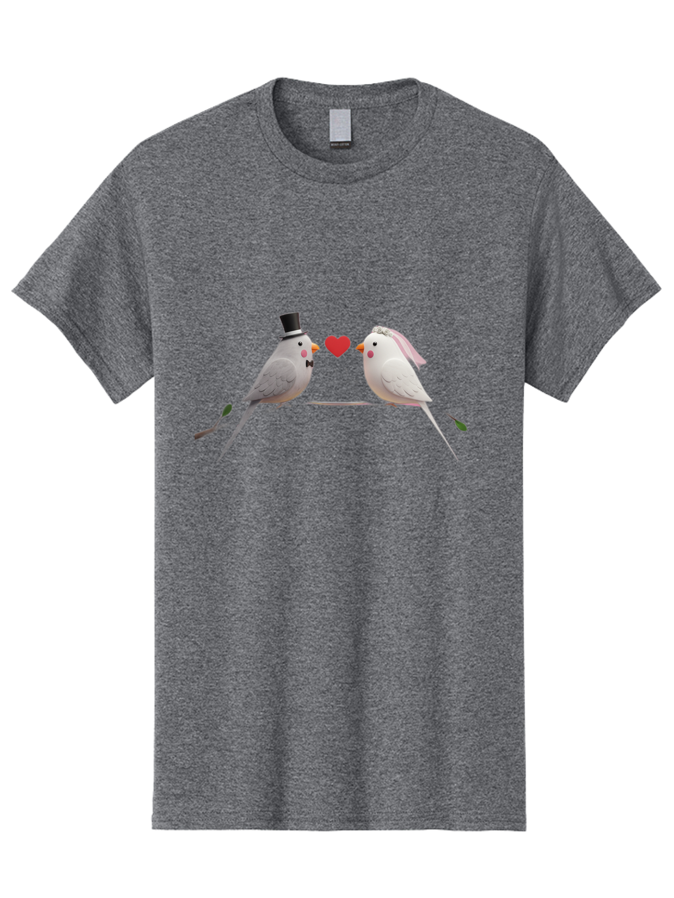 Birds-In-Love Men'S Graphic Tee, 100% Cotton, Comfortable Casual Summer Wear, Machine Washable, Paper Birds, Origami Art, Cute Couple, Wedding Theme, Love Heart, Wedding Decorations, Romantic Ambiance, Handmade Crafts, Valentines Day Gift Baa162