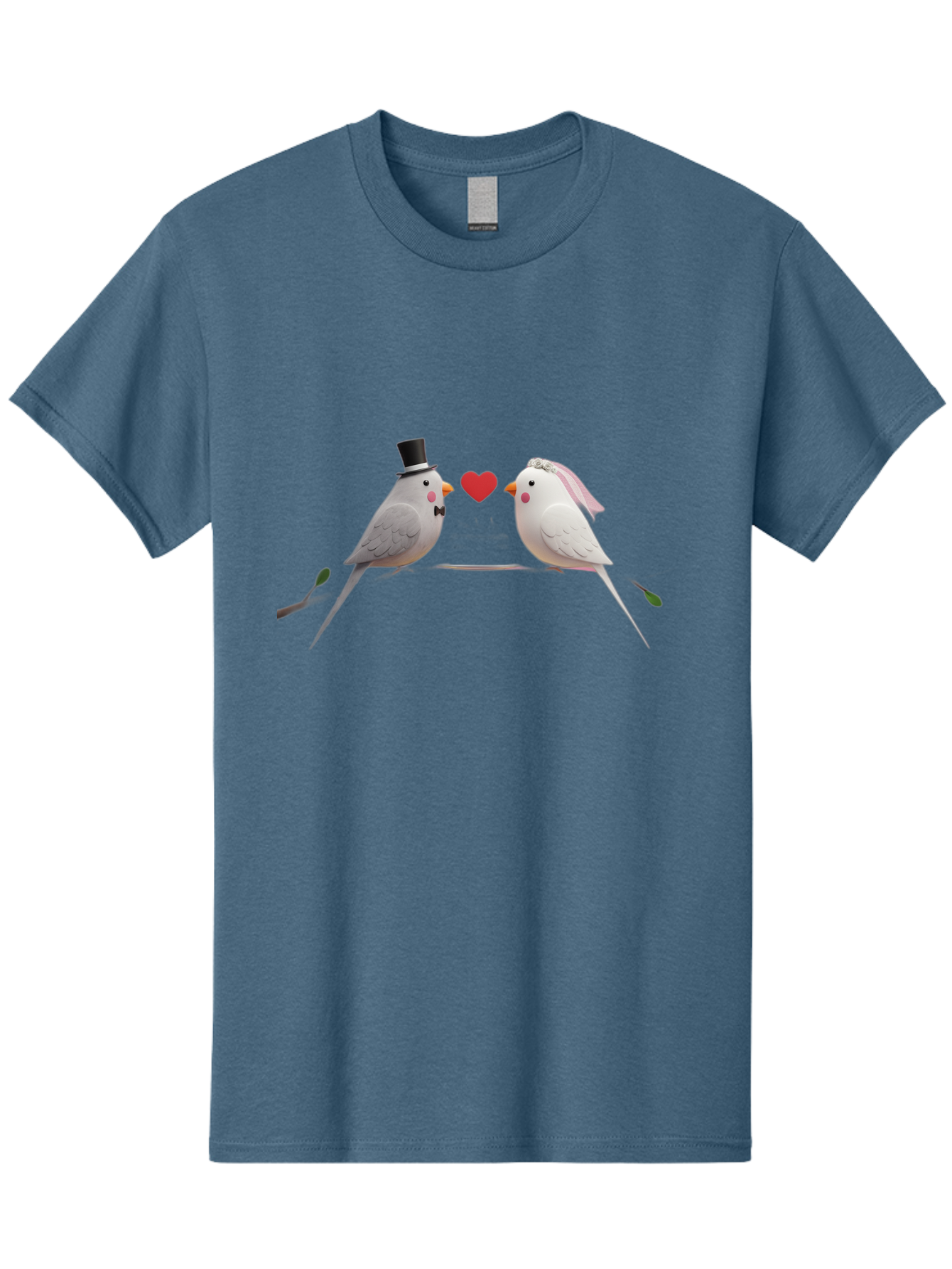 Birds-In-Love Men'S Graphic Tee, 100% Cotton, Comfortable Casual Summer Wear, Machine Washable, Paper Birds, Origami Art, Cute Couple, Wedding Theme, Love Heart, Wedding Decorations, Romantic Ambiance, Handmade Crafts, Valentines Day Gift Baa162
