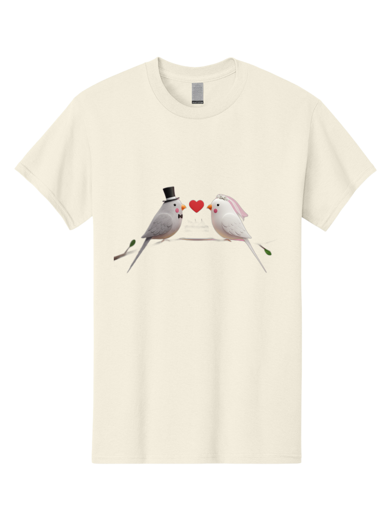 Birds-In-Love Men'S Graphic Tee, 100% Cotton, Comfortable Casual Summer Wear, Machine Washable, Paper Birds, Origami Art, Cute Couple, Wedding Theme, Love Heart, Wedding Decorations, Romantic Ambiance, Handmade Crafts, Valentines Day Gift Baa162