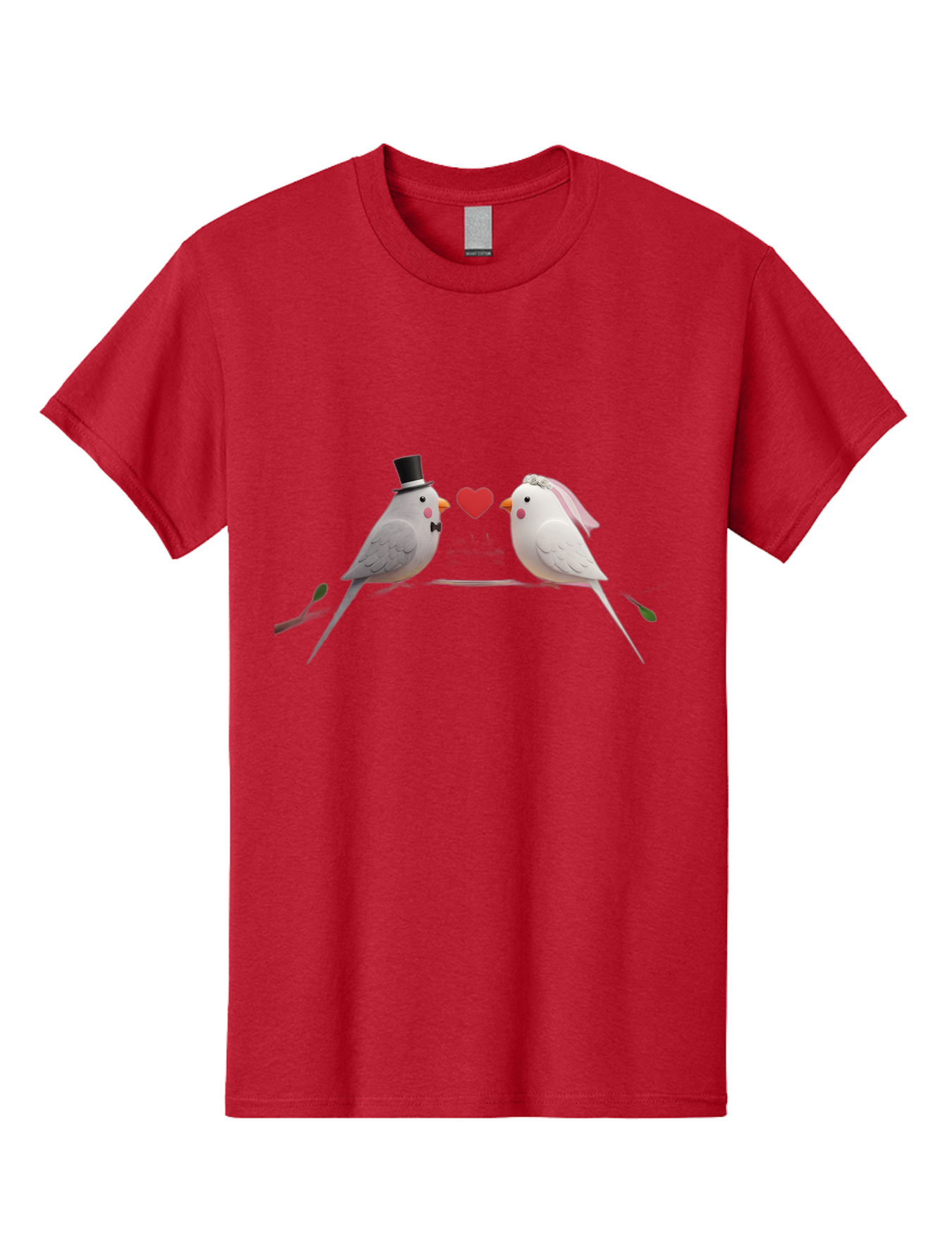 Birds-In-Love Men'S Graphic Tee, 100% Cotton, Comfortable Casual Summer Wear, Machine Washable, Paper Birds, Origami Art, Cute Couple, Wedding Theme, Love Heart, Wedding Decorations, Romantic Ambiance, Handmade Crafts, Valentines Day Gift Baa162