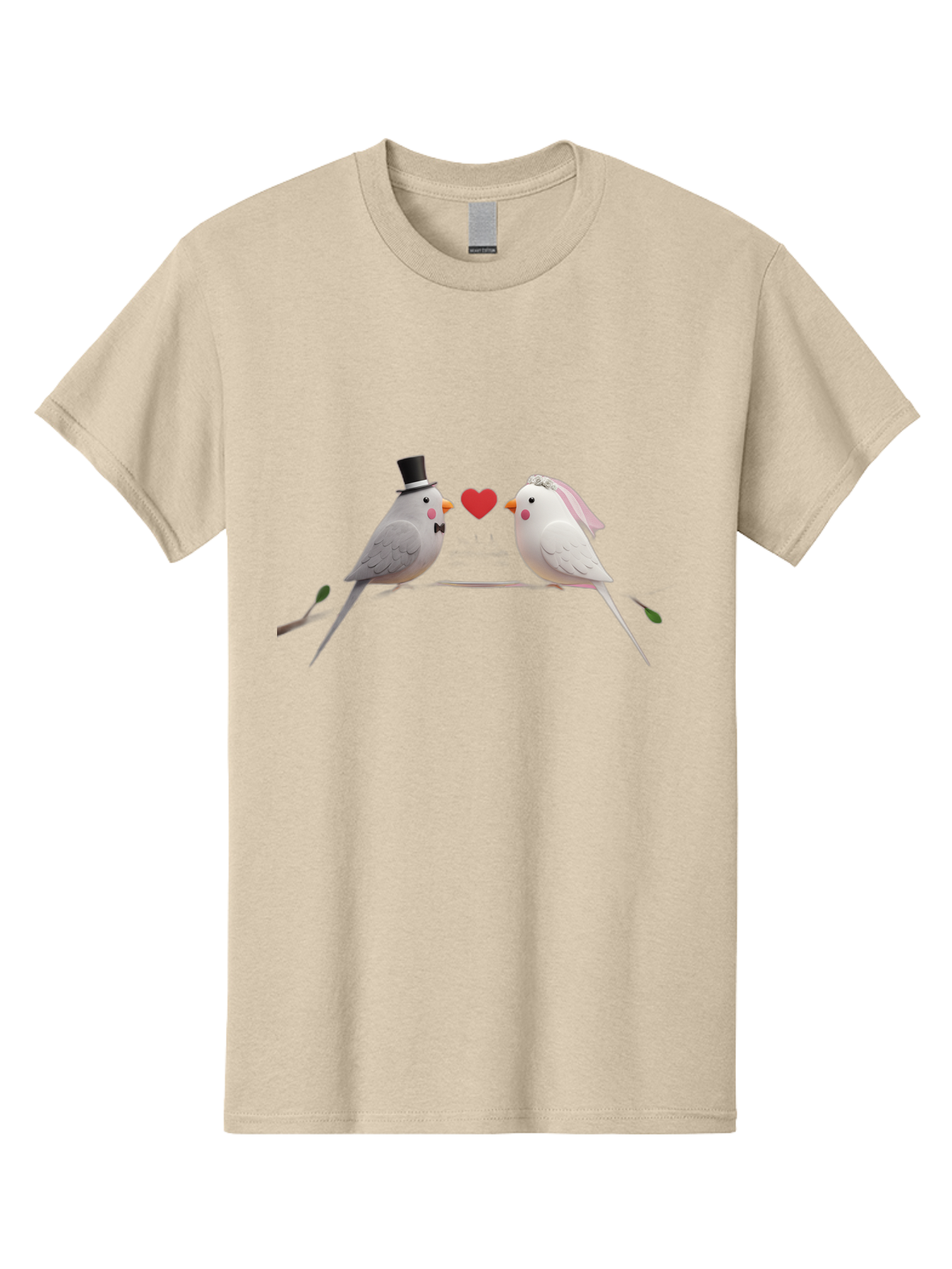 Birds-In-Love Men'S Graphic Tee, 100% Cotton, Comfortable Casual Summer Wear, Machine Washable, Paper Birds, Origami Art, Cute Couple, Wedding Theme, Love Heart, Wedding Decorations, Romantic Ambiance, Handmade Crafts, Valentines Day Gift Baa162