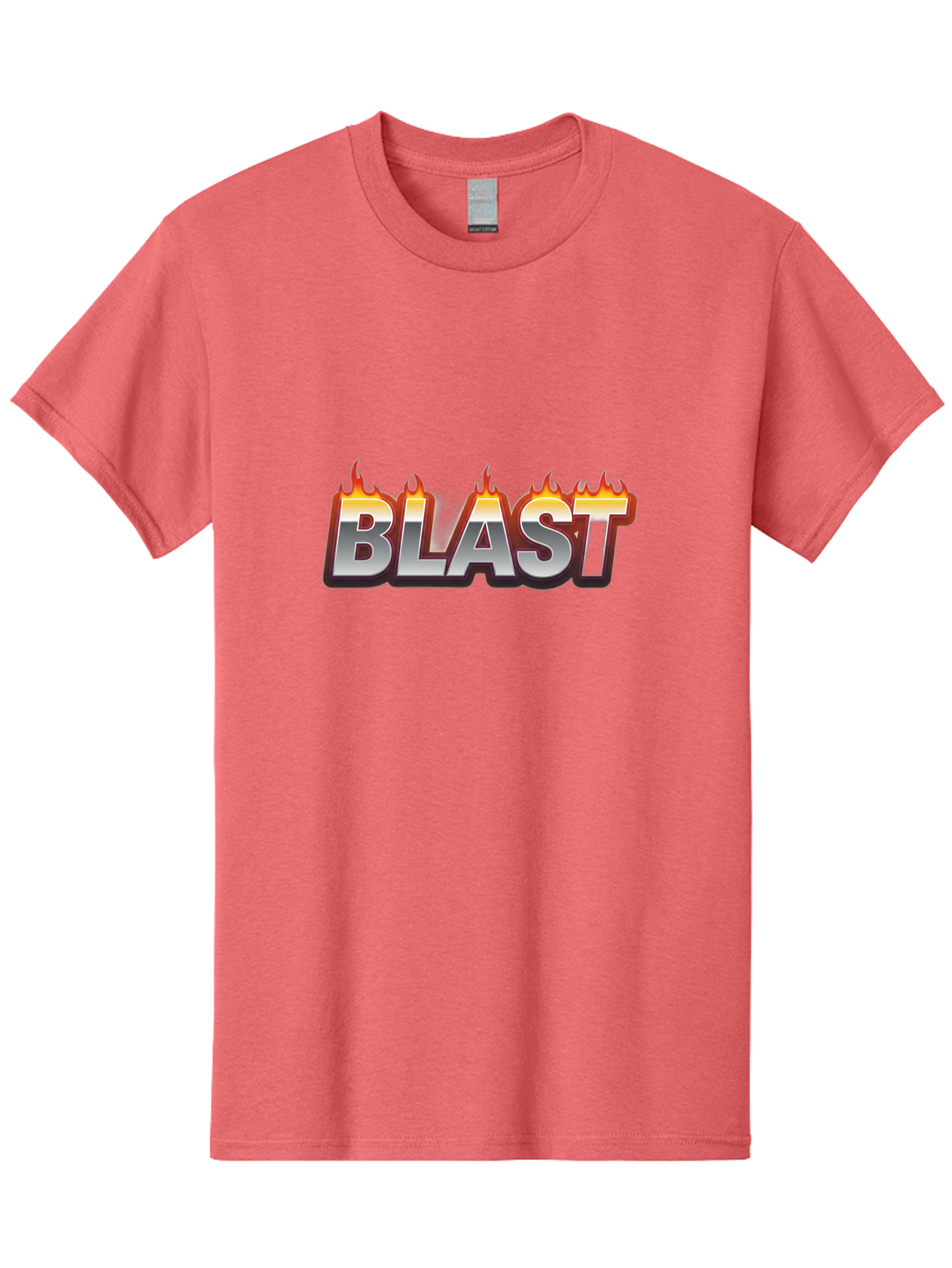 Blast Men'S Graphic Tee, 100% Cotton, Comfortable Casual Summer Wear, Machine Washable, Blast Text, Fire Flames, Bold Font, Silver Metallic, Red And Orange Hues, Intense Energy, Fiery Effect, Dramatic Typography, Explosive Design, Baa167