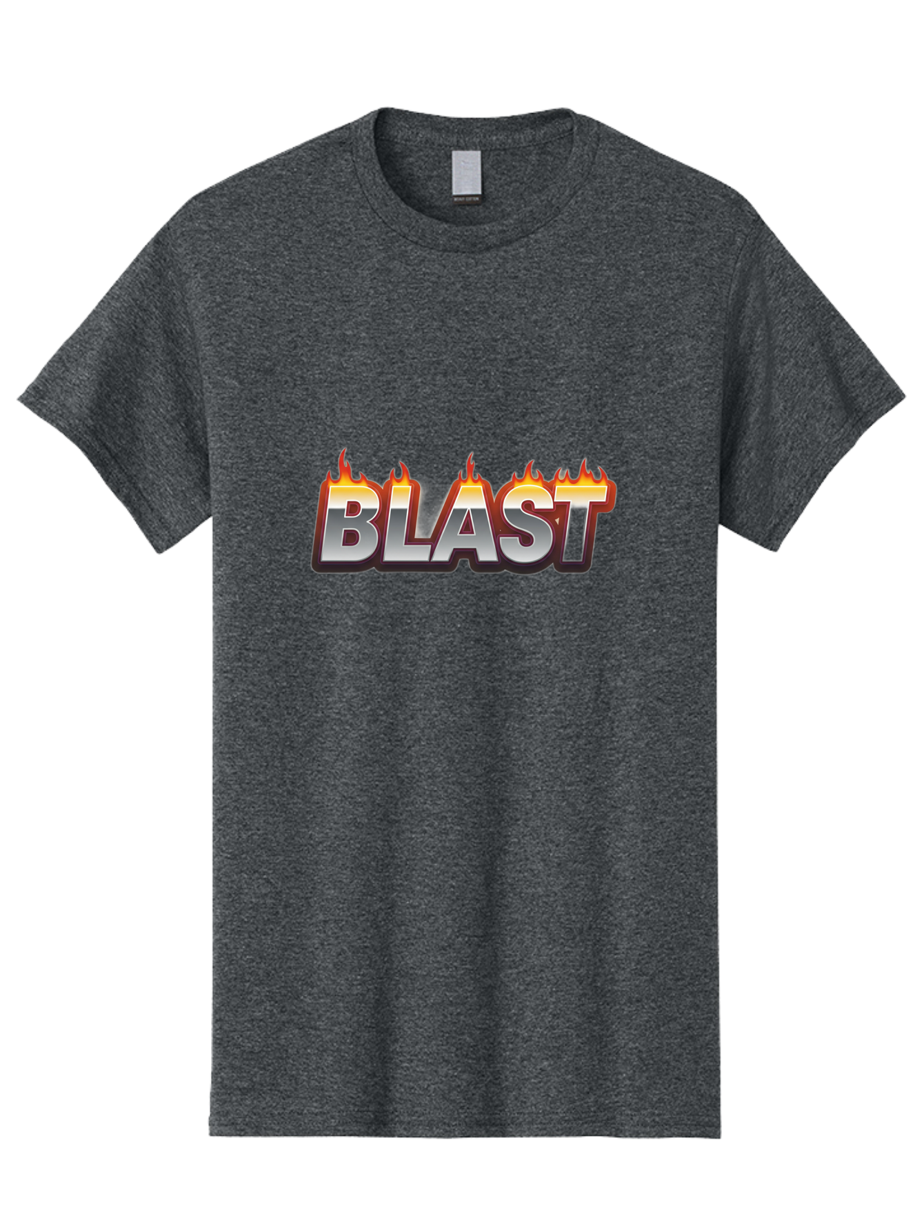 Blast Men'S Graphic Tee, 100% Cotton, Comfortable Casual Summer Wear, Machine Washable, Blast Text, Fire Flames, Bold Font, Silver Metallic, Red And Orange Hues, Intense Energy, Fiery Effect, Dramatic Typography, Explosive Design, Baa167