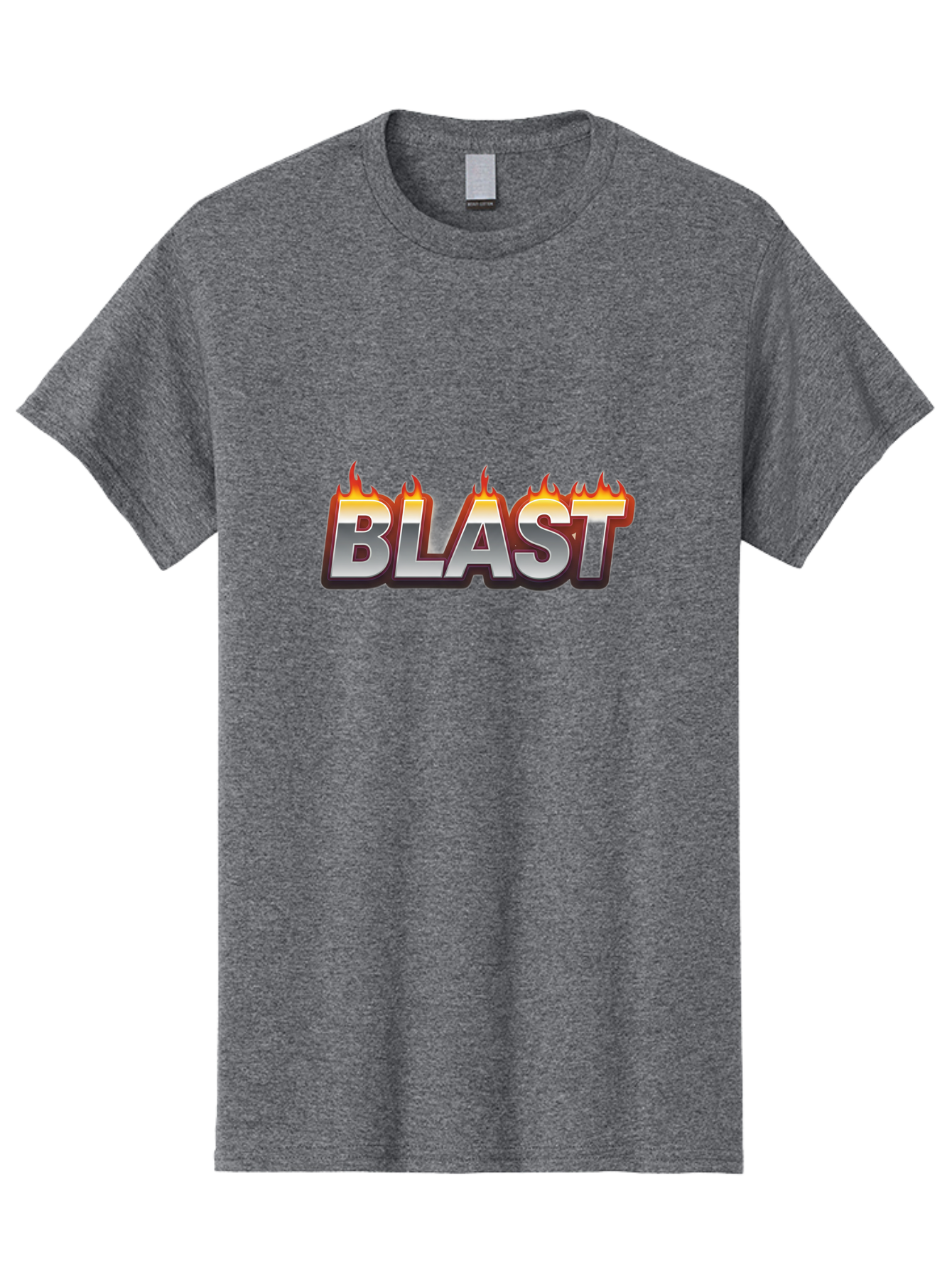 Blast Men'S Graphic Tee, 100% Cotton, Comfortable Casual Summer Wear, Machine Washable, Blast Text, Fire Flames, Bold Font, Silver Metallic, Red And Orange Hues, Intense Energy, Fiery Effect, Dramatic Typography, Explosive Design, Baa167