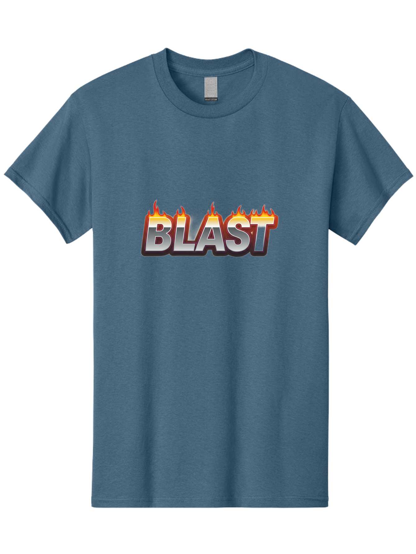 Blast Men'S Graphic Tee, 100% Cotton, Comfortable Casual Summer Wear, Machine Washable, Blast Text, Fire Flames, Bold Font, Silver Metallic, Red And Orange Hues, Intense Energy, Fiery Effect, Dramatic Typography, Explosive Design, Baa167