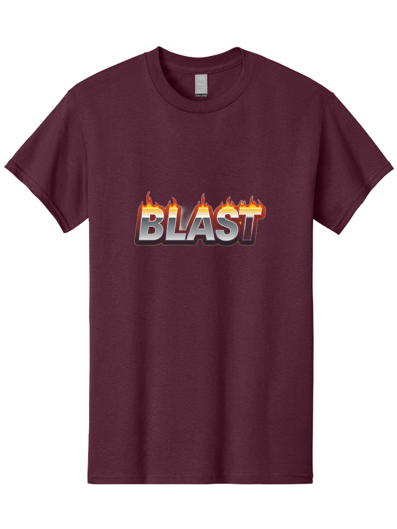 Blast Men'S Graphic Tee, 100% Cotton, Comfortable Casual Summer Wear, Machine Washable, Blast Text, Fire Flames, Bold Font, Silver Metallic, Red And Orange Hues, Intense Energy, Fiery Effect, Dramatic Typography, Explosive Design, Baa167