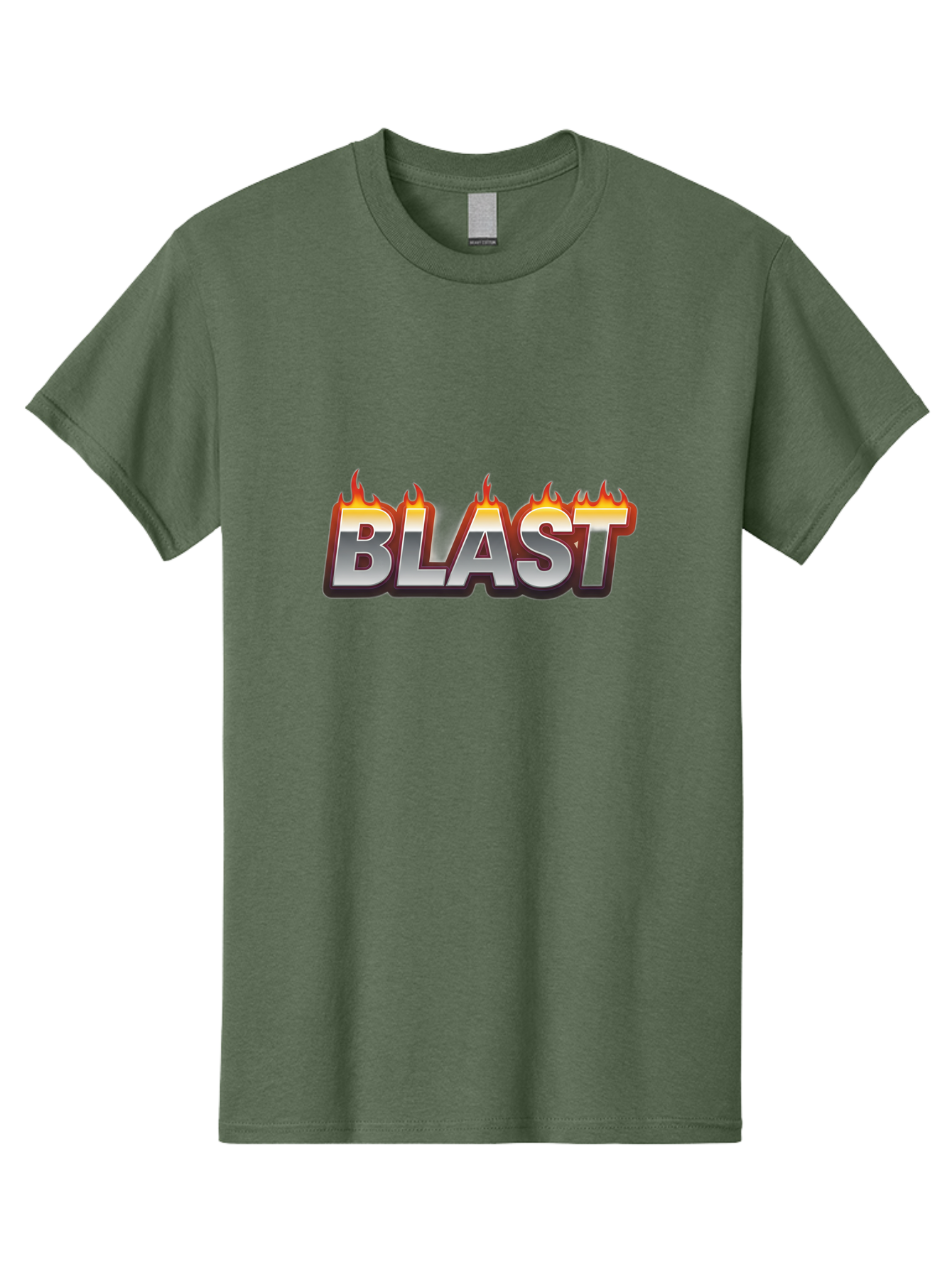 Blast Men'S Graphic Tee, 100% Cotton, Comfortable Casual Summer Wear, Machine Washable, Blast Text, Fire Flames, Bold Font, Silver Metallic, Red And Orange Hues, Intense Energy, Fiery Effect, Dramatic Typography, Explosive Design, Baa167