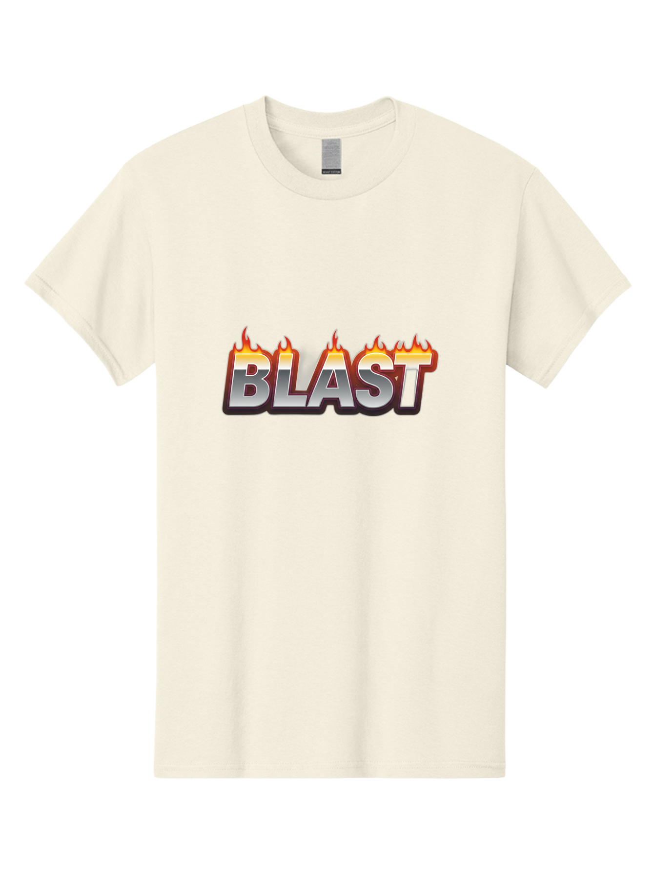 Blast Men'S Graphic Tee, 100% Cotton, Comfortable Casual Summer Wear, Machine Washable, Blast Text, Fire Flames, Bold Font, Silver Metallic, Red And Orange Hues, Intense Energy, Fiery Effect, Dramatic Typography, Explosive Design, Baa167