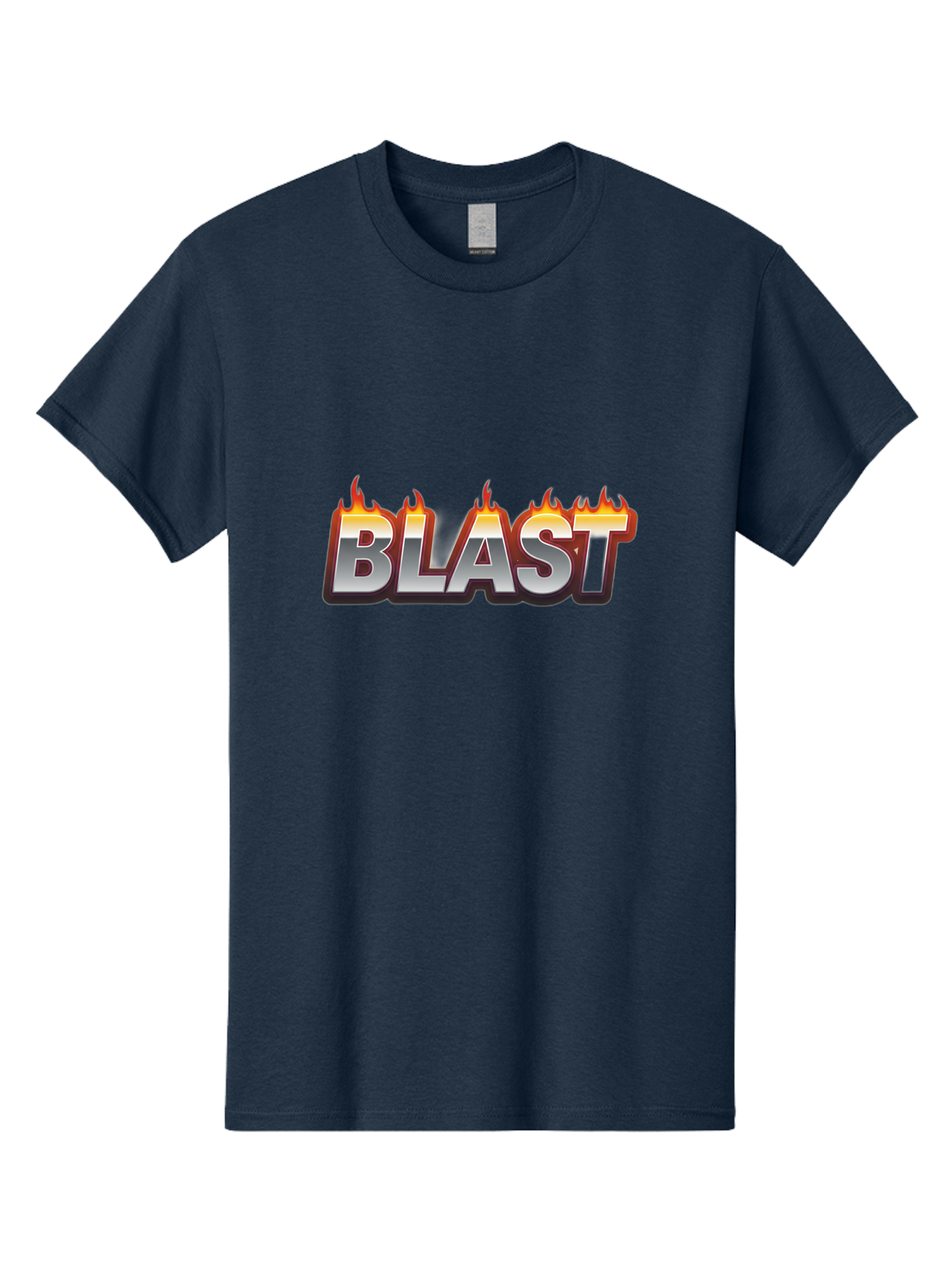Blast Men'S Graphic Tee, 100% Cotton, Comfortable Casual Summer Wear, Machine Washable, Blast Text, Fire Flames, Bold Font, Silver Metallic, Red And Orange Hues, Intense Energy, Fiery Effect, Dramatic Typography, Explosive Design, Baa167
