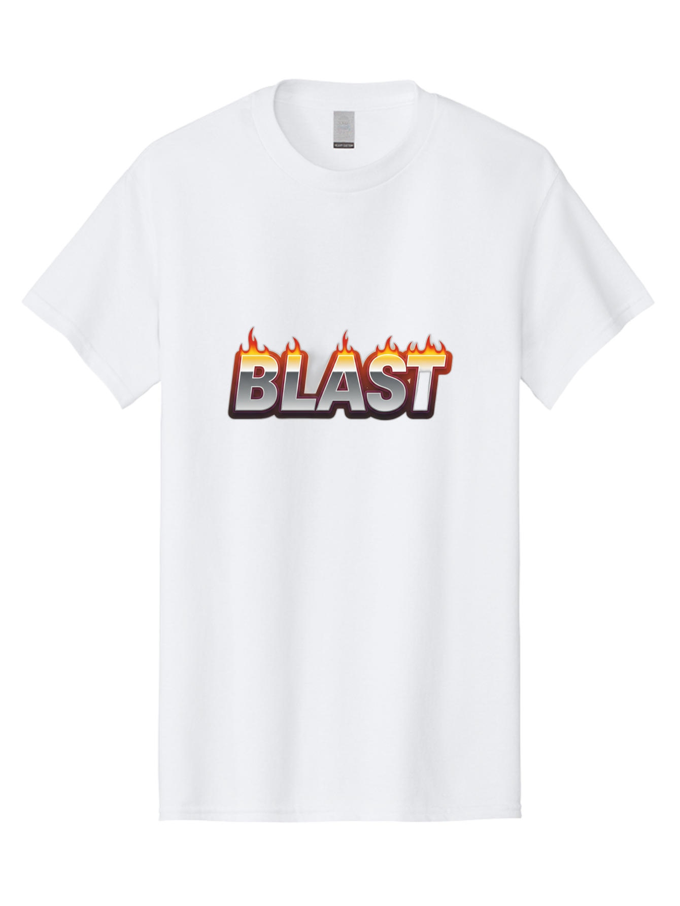 Blast Men'S Graphic Tee, 100% Cotton, Comfortable Casual Summer Wear, Machine Washable, Blast Text, Fire Flames, Bold Font, Silver Metallic, Red And Orange Hues, Intense Energy, Fiery Effect, Dramatic Typography, Explosive Design, Baa167
