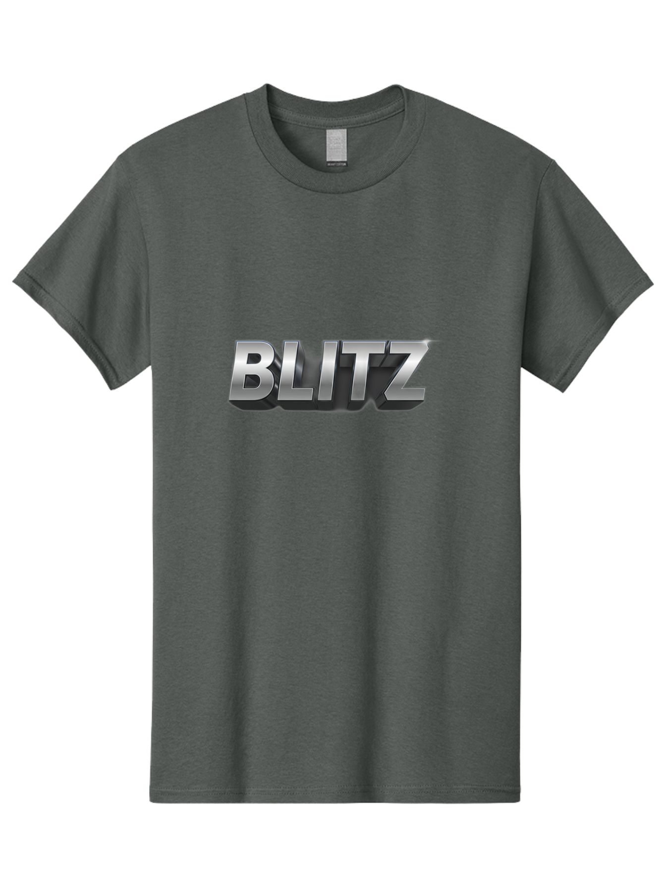 Blitz Men'S Graphic Tee, 100% Cotton, Comfortable Casual Summer Wear, Machine Washable, Silver Metallic Text, 3D Effect, High Energy, Bold Typography, Modern Design, Intense, Dynamic, Futuristic Style Baa168