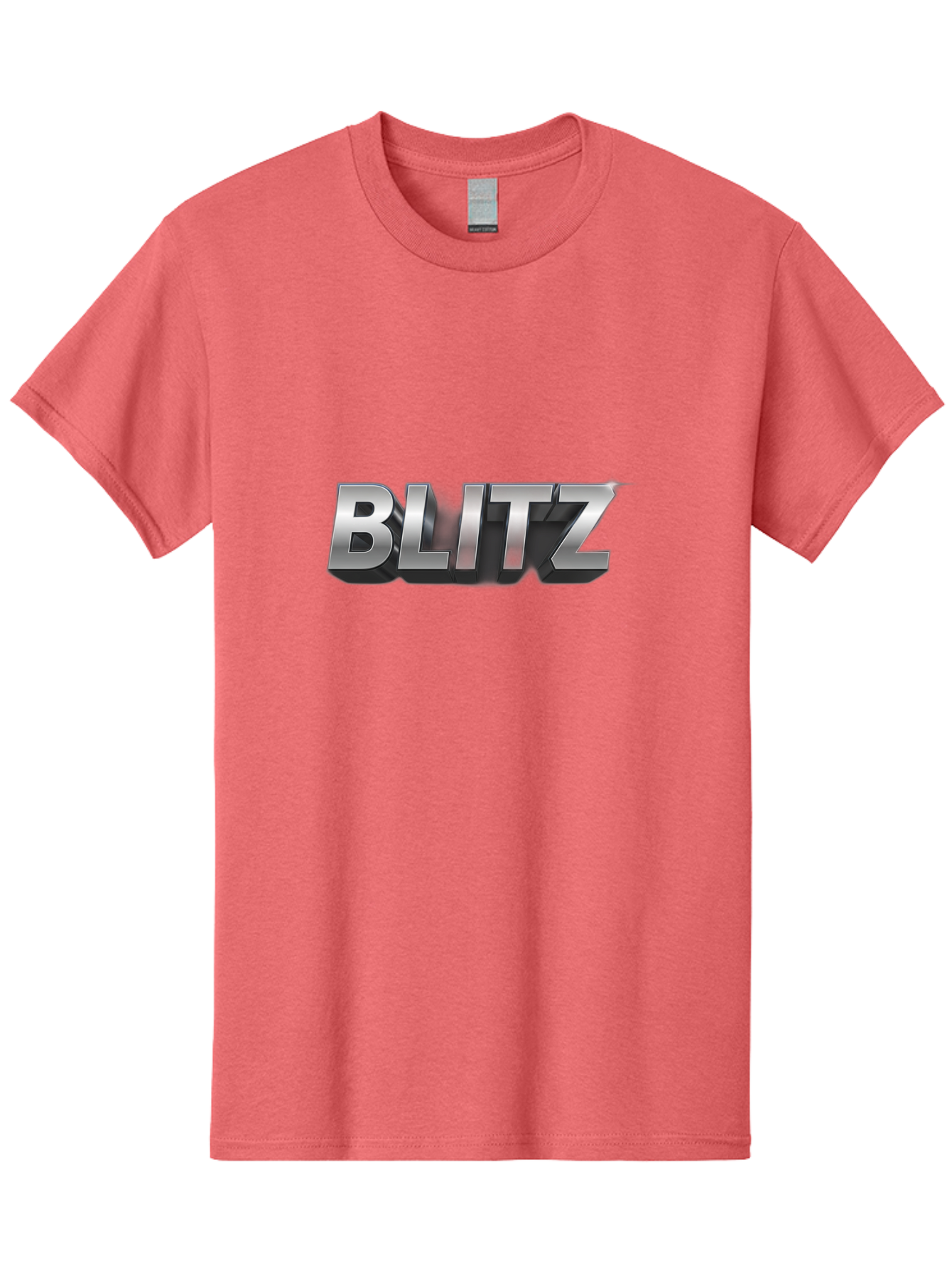Blitz Men'S Graphic Tee, 100% Cotton, Comfortable Casual Summer Wear, Machine Washable, Silver Metallic Text, 3D Effect, High Energy, Bold Typography, Modern Design, Intense, Dynamic, Futuristic Style Baa168