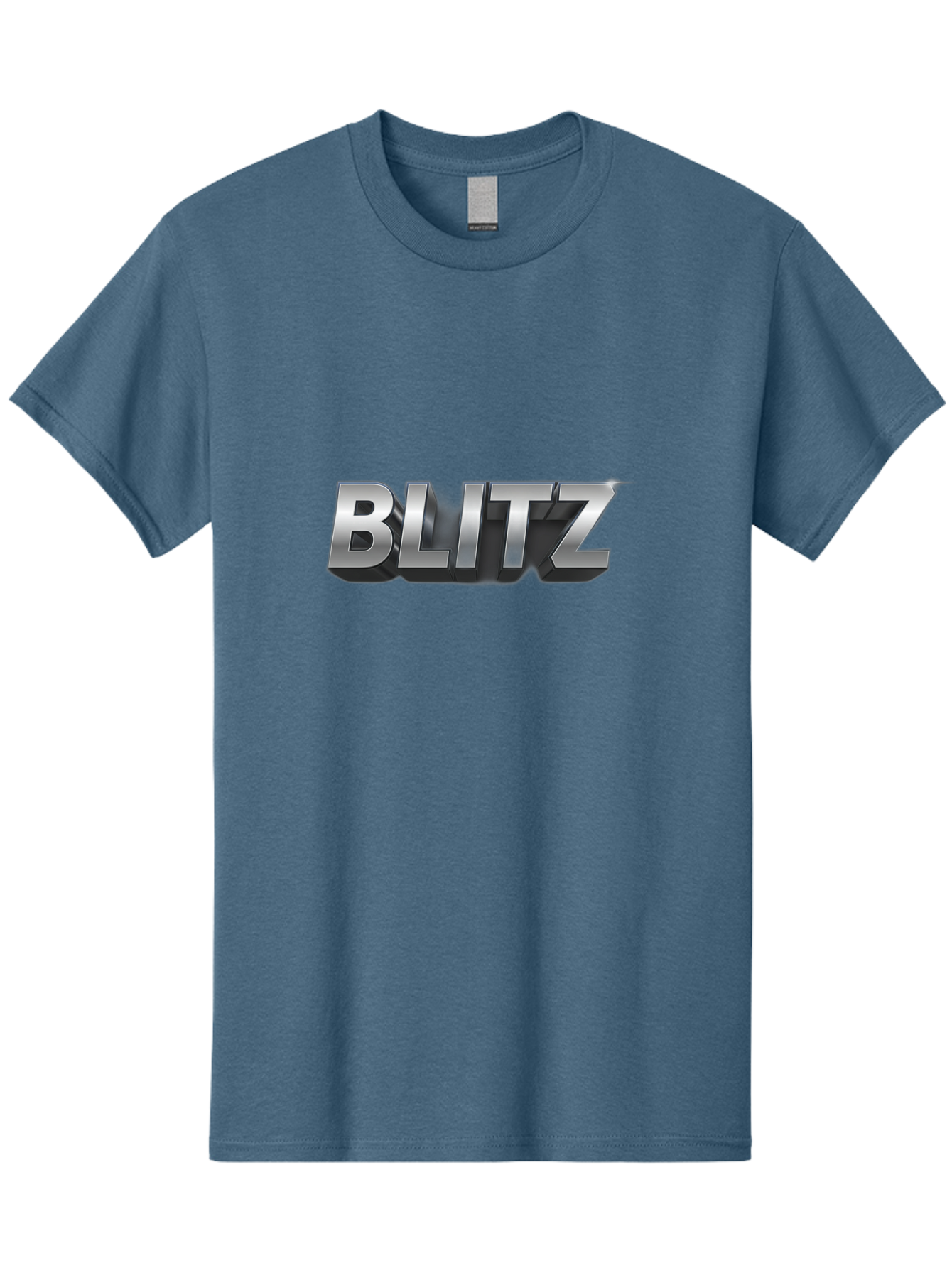 Blitz Men'S Graphic Tee, 100% Cotton, Comfortable Casual Summer Wear, Machine Washable, Silver Metallic Text, 3D Effect, High Energy, Bold Typography, Modern Design, Intense, Dynamic, Futuristic Style Baa168