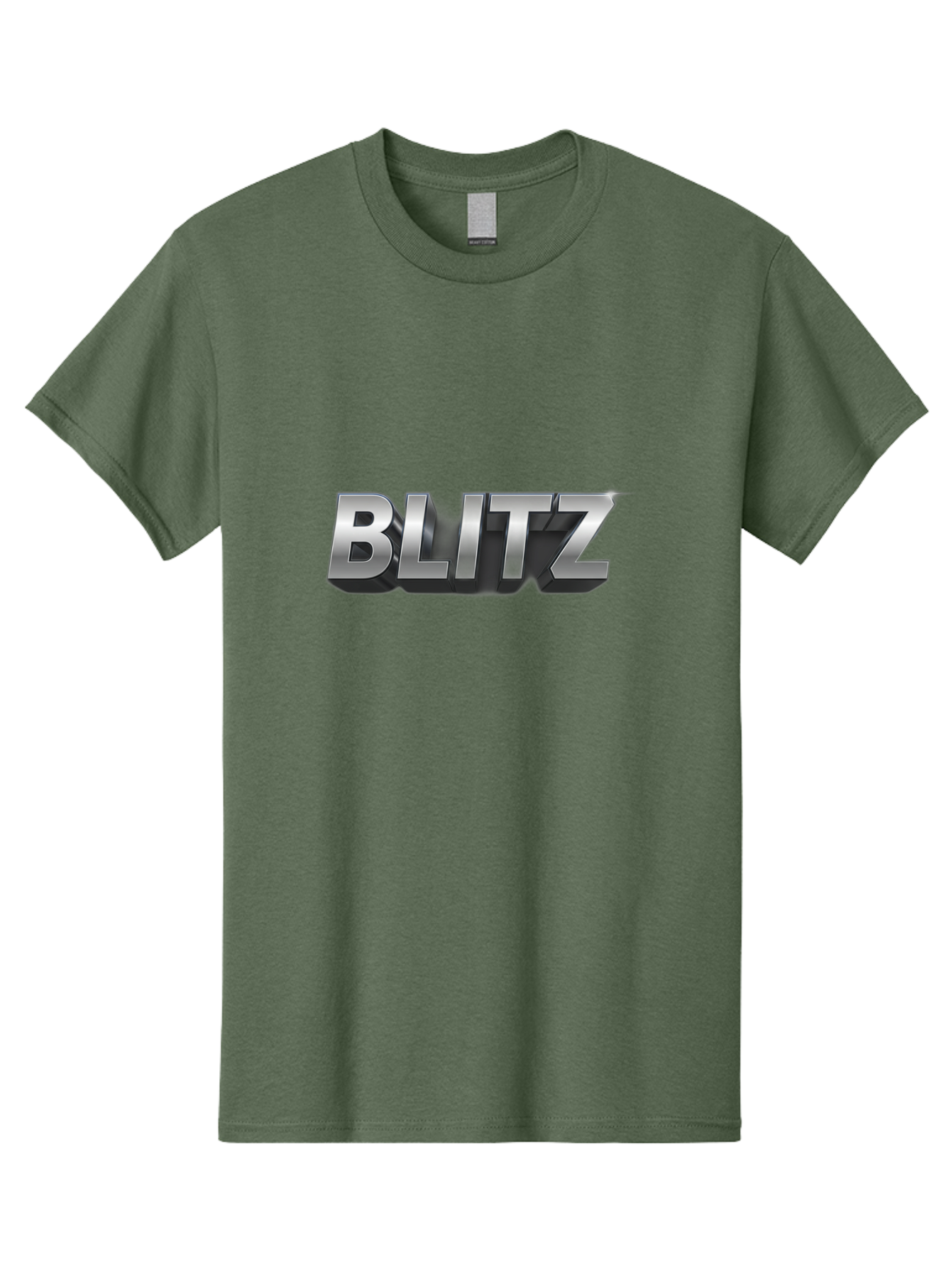 Blitz Men'S Graphic Tee, 100% Cotton, Comfortable Casual Summer Wear, Machine Washable, Silver Metallic Text, 3D Effect, High Energy, Bold Typography, Modern Design, Intense, Dynamic, Futuristic Style Baa168
