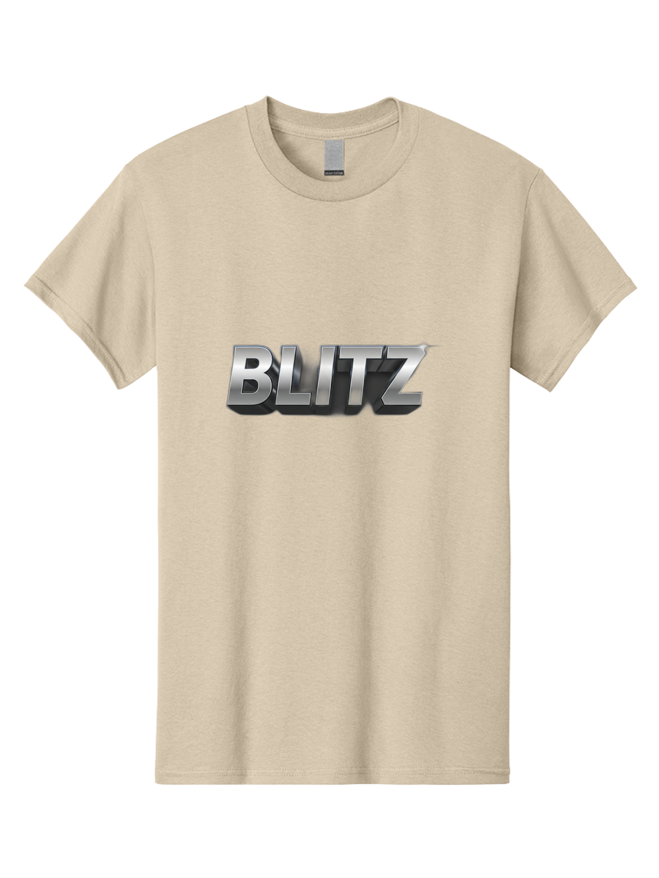 Blitz Men'S Graphic Tee, 100% Cotton, Comfortable Casual Summer Wear, Machine Washable, Silver Metallic Text, 3D Effect, High Energy, Bold Typography, Modern Design, Intense, Dynamic, Futuristic Style Baa168