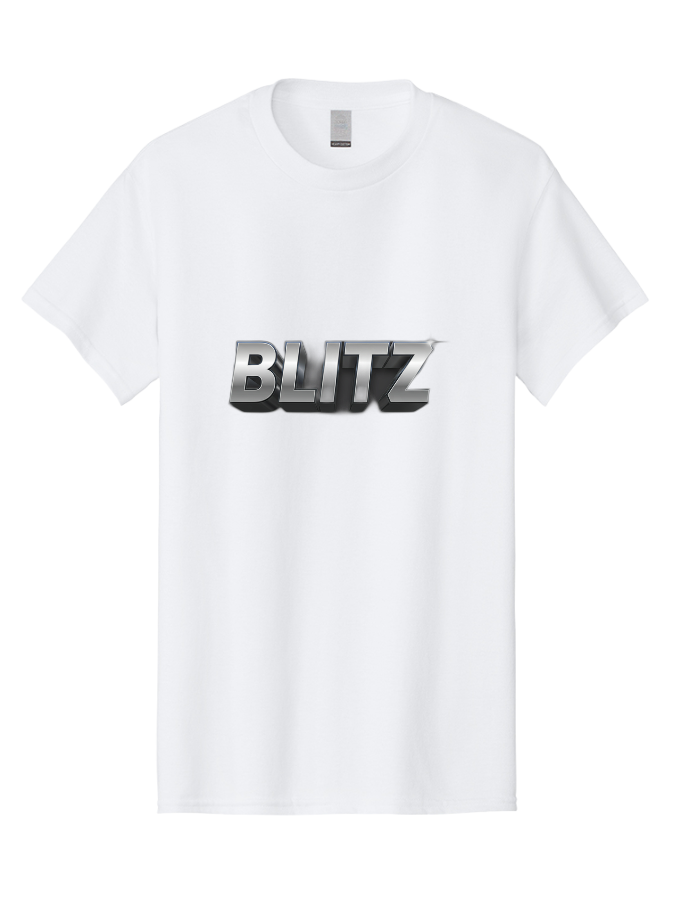 Blitz Men'S Graphic Tee, 100% Cotton, Comfortable Casual Summer Wear, Machine Washable, Silver Metallic Text, 3D Effect, High Energy, Bold Typography, Modern Design, Intense, Dynamic, Futuristic Style Baa168