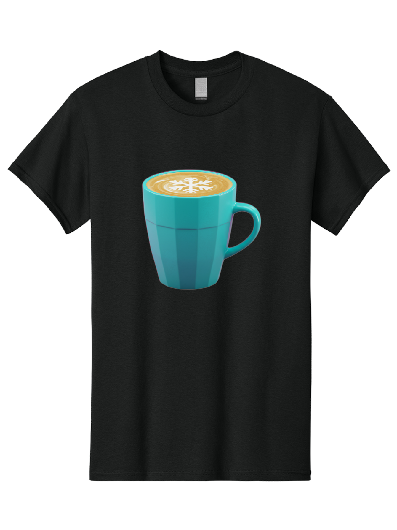 Blue-Coffee-Mug Men'S Graphic Tee, 100% Cotton, Comfortable Casual Summer Wear, Machine Washable, Coffee Cup, Blue Mug, Latte Art, Snowflake Design, Coffee Drink, Morning Coffee, Caffeine Boost, Beverage, Coffee Culture, Winter Theme Baa170