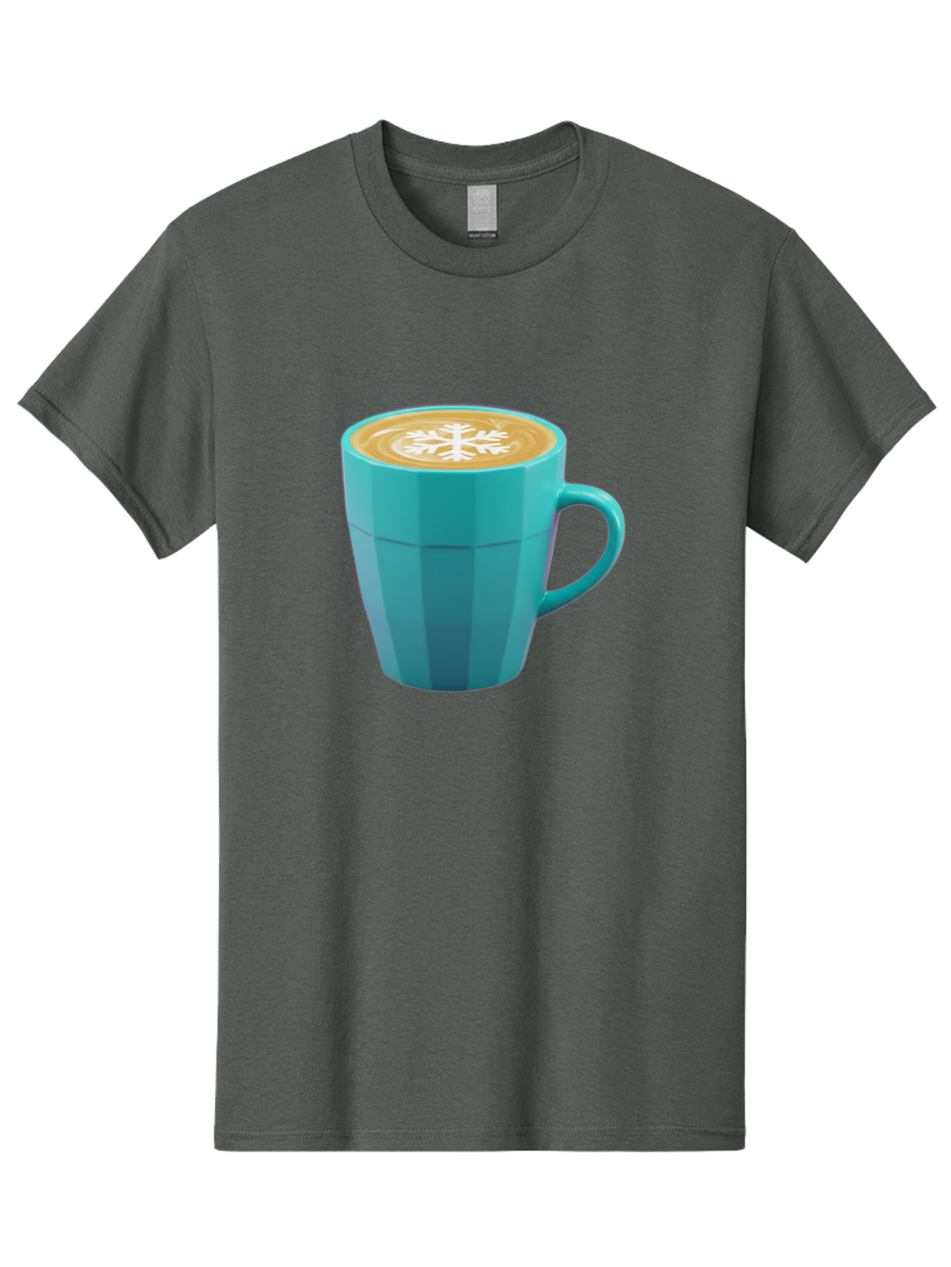 Blue-Coffee-Mug Men'S Graphic Tee, 100% Cotton, Comfortable Casual Summer Wear, Machine Washable, Coffee Cup, Blue Mug, Latte Art, Snowflake Design, Coffee Drink, Morning Coffee, Caffeine Boost, Beverage, Coffee Culture, Winter Theme Baa170