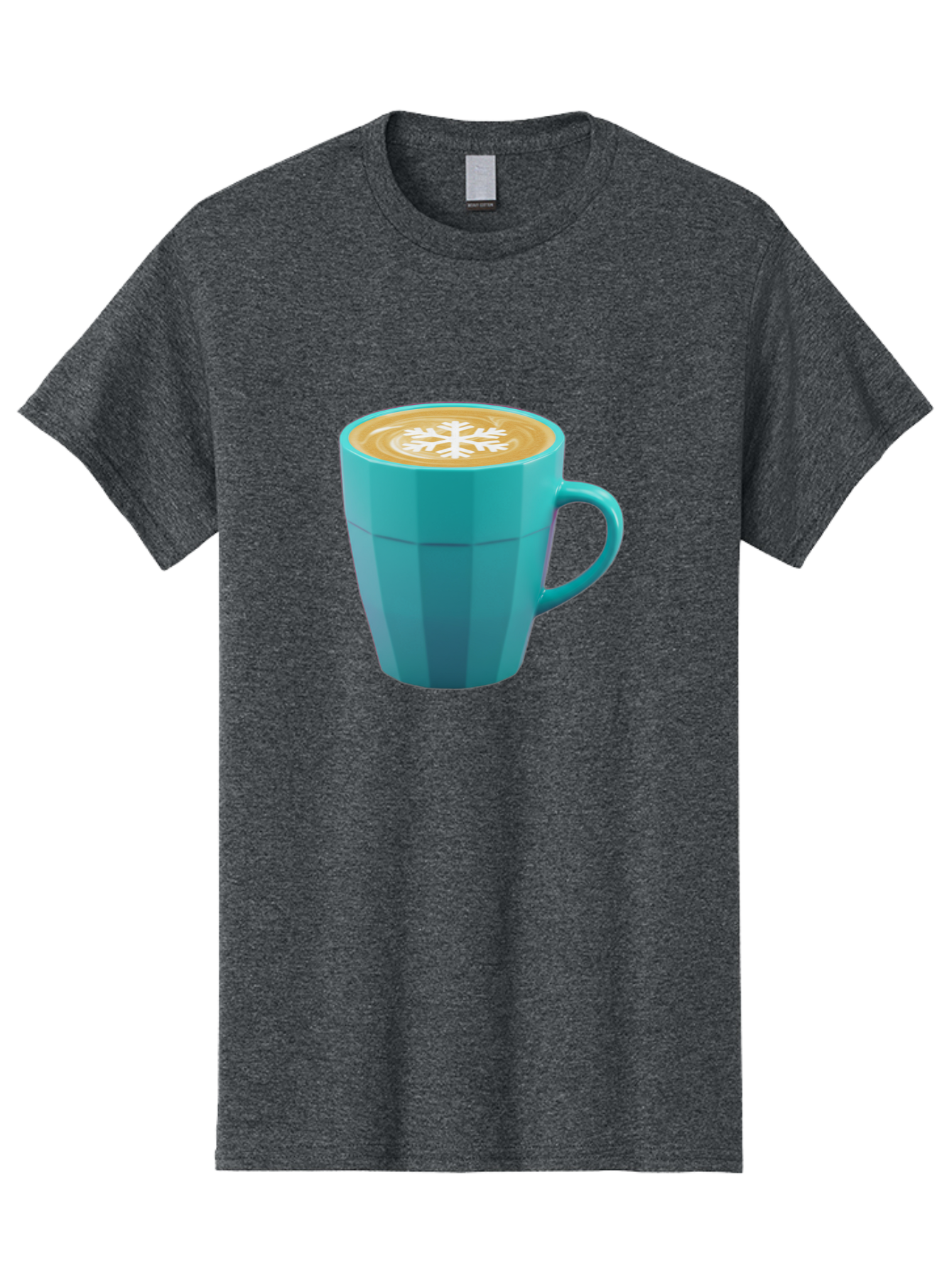 Blue-Coffee-Mug Men'S Graphic Tee, 100% Cotton, Comfortable Casual Summer Wear, Machine Washable, Coffee Cup, Blue Mug, Latte Art, Snowflake Design, Coffee Drink, Morning Coffee, Caffeine Boost, Beverage, Coffee Culture, Winter Theme Baa170