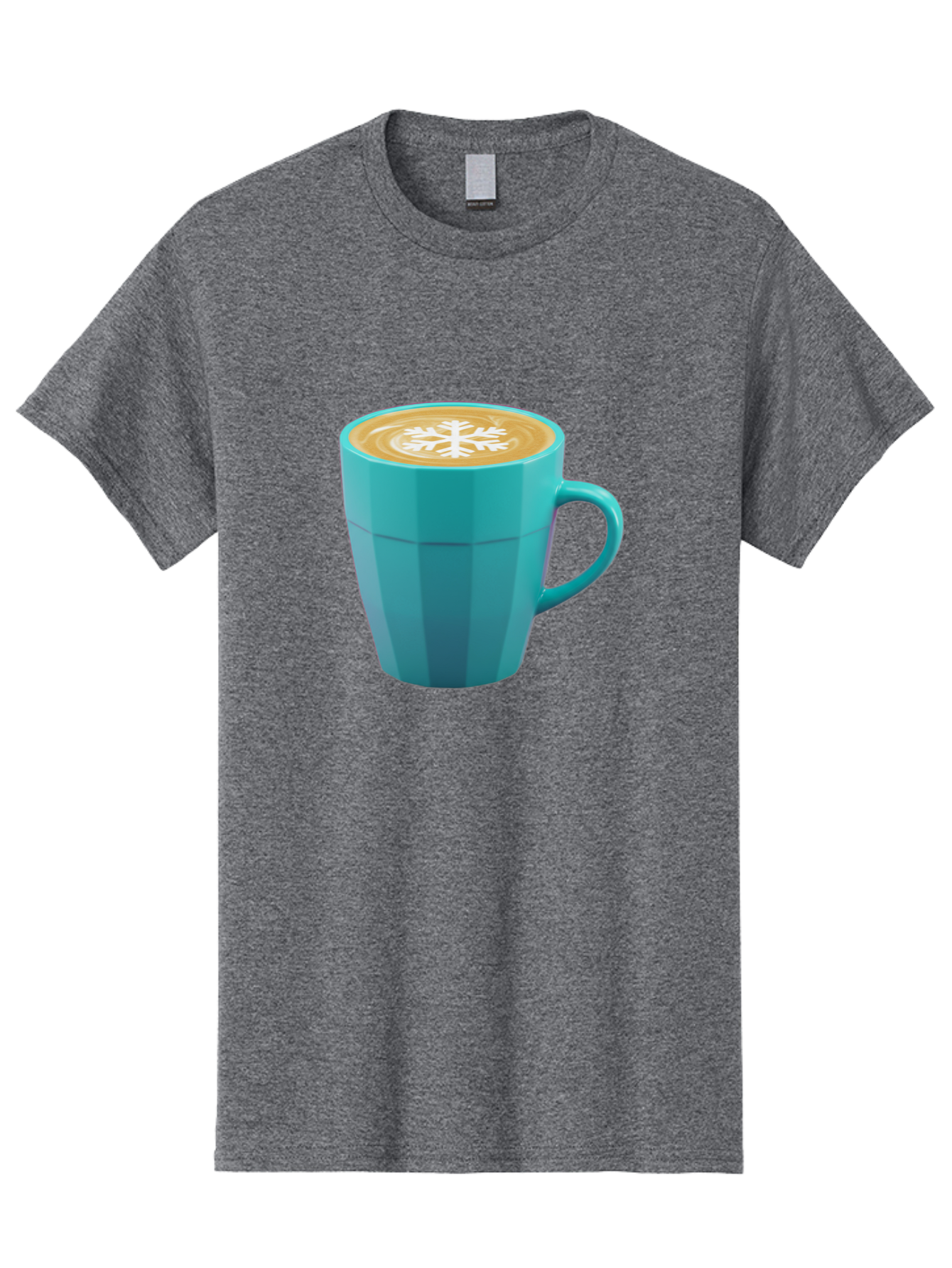 Blue-Coffee-Mug Men'S Graphic Tee, 100% Cotton, Comfortable Casual Summer Wear, Machine Washable, Coffee Cup, Blue Mug, Latte Art, Snowflake Design, Coffee Drink, Morning Coffee, Caffeine Boost, Beverage, Coffee Culture, Winter Theme Baa170