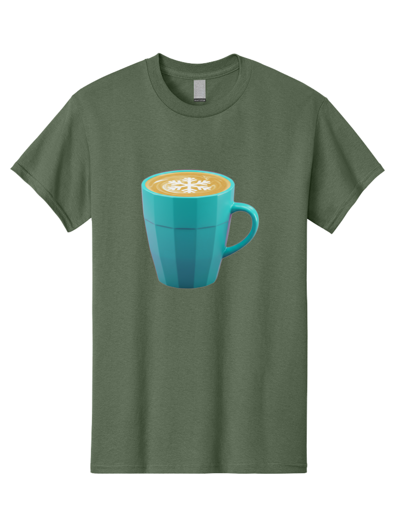 Blue-Coffee-Mug Men'S Graphic Tee, 100% Cotton, Comfortable Casual Summer Wear, Machine Washable, Coffee Cup, Blue Mug, Latte Art, Snowflake Design, Coffee Drink, Morning Coffee, Caffeine Boost, Beverage, Coffee Culture, Winter Theme Baa170