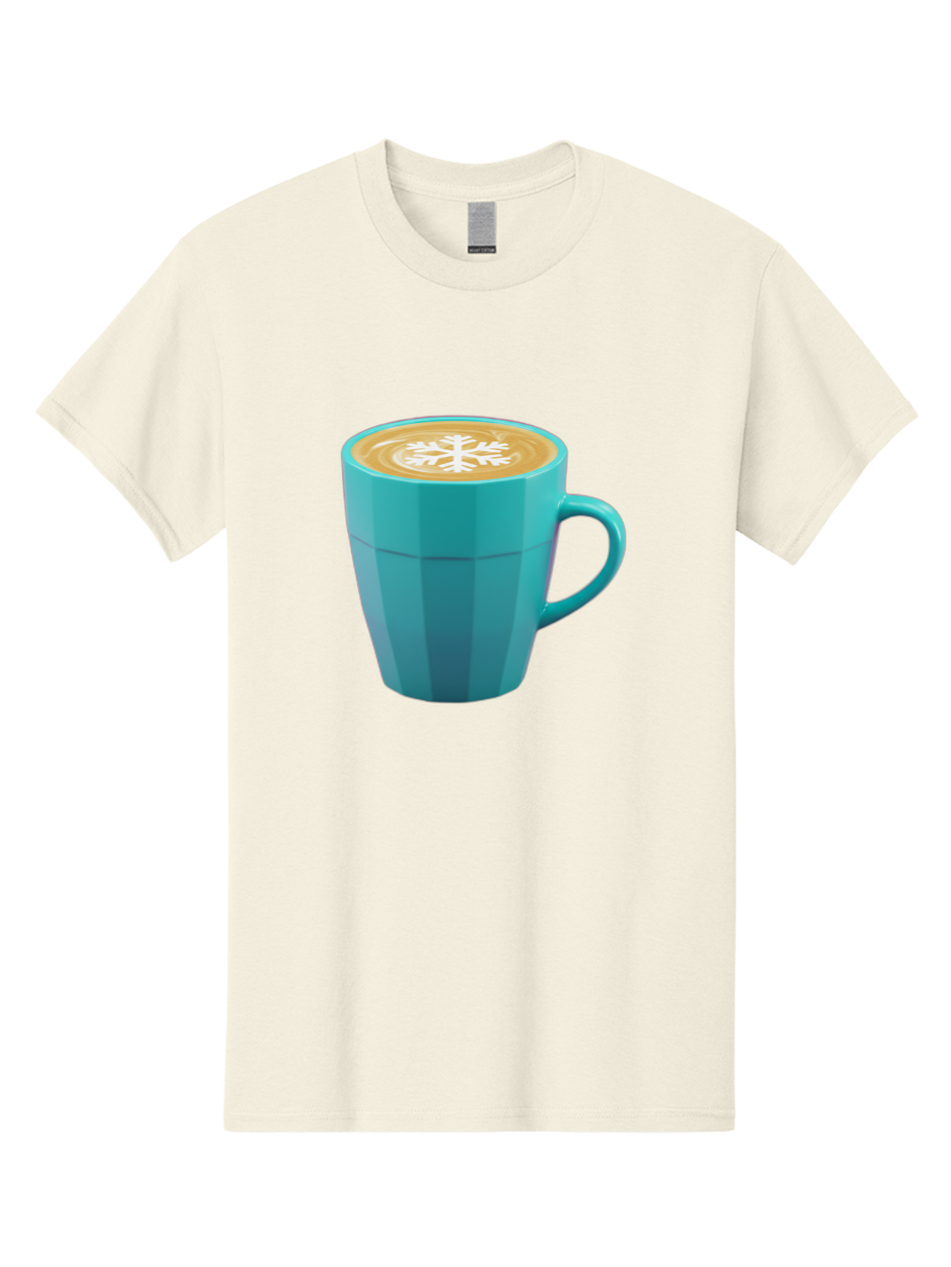 Blue-Coffee-Mug Men'S Graphic Tee, 100% Cotton, Comfortable Casual Summer Wear, Machine Washable, Coffee Cup, Blue Mug, Latte Art, Snowflake Design, Coffee Drink, Morning Coffee, Caffeine Boost, Beverage, Coffee Culture, Winter Theme Baa170