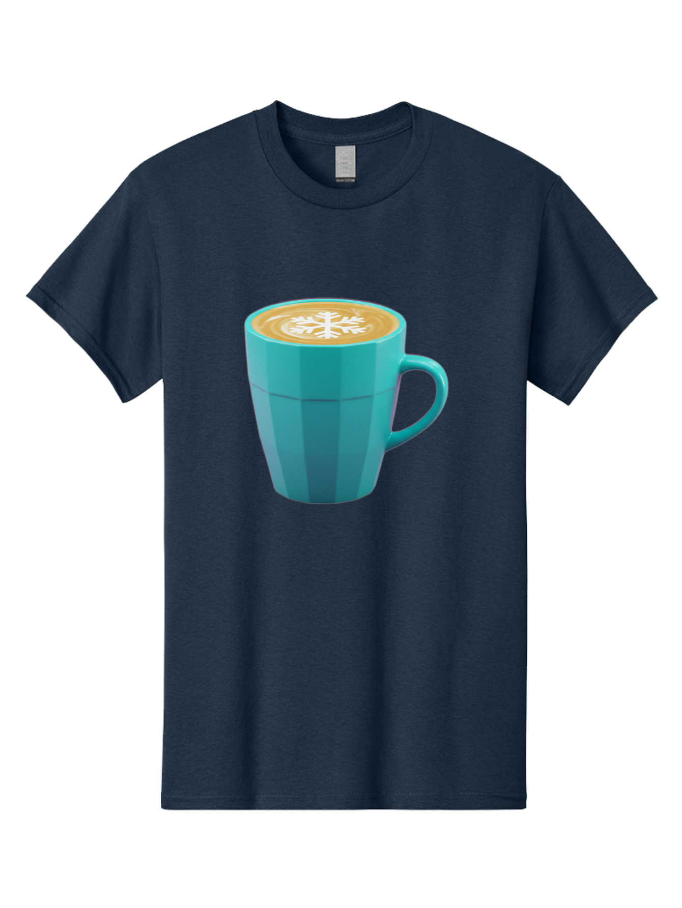 Blue-Coffee-Mug Men'S Graphic Tee, 100% Cotton, Comfortable Casual Summer Wear, Machine Washable, Coffee Cup, Blue Mug, Latte Art, Snowflake Design, Coffee Drink, Morning Coffee, Caffeine Boost, Beverage, Coffee Culture, Winter Theme Baa170
