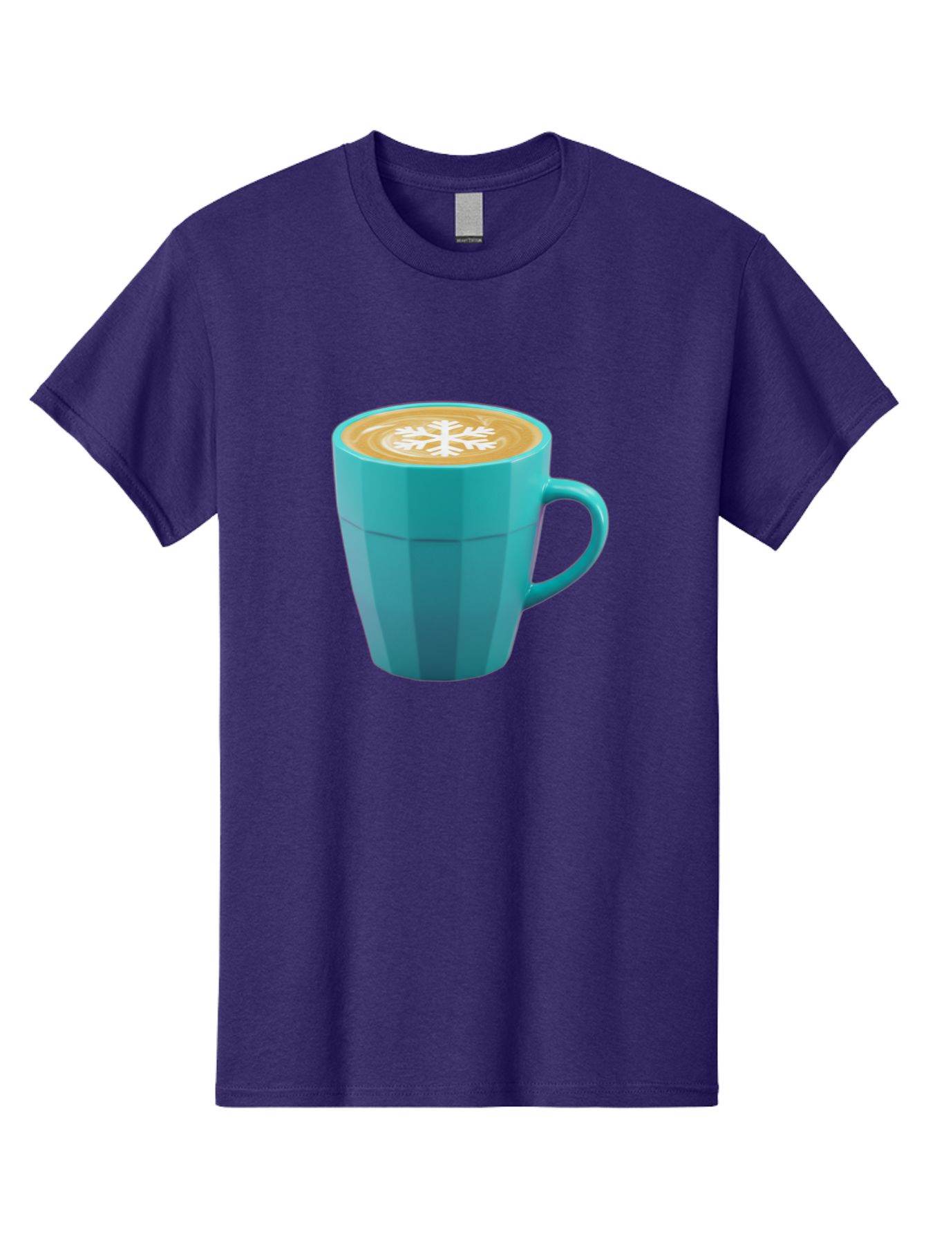 Blue-Coffee-Mug Men'S Graphic Tee, 100% Cotton, Comfortable Casual Summer Wear, Machine Washable, Coffee Cup, Blue Mug, Latte Art, Snowflake Design, Coffee Drink, Morning Coffee, Caffeine Boost, Beverage, Coffee Culture, Winter Theme Baa170