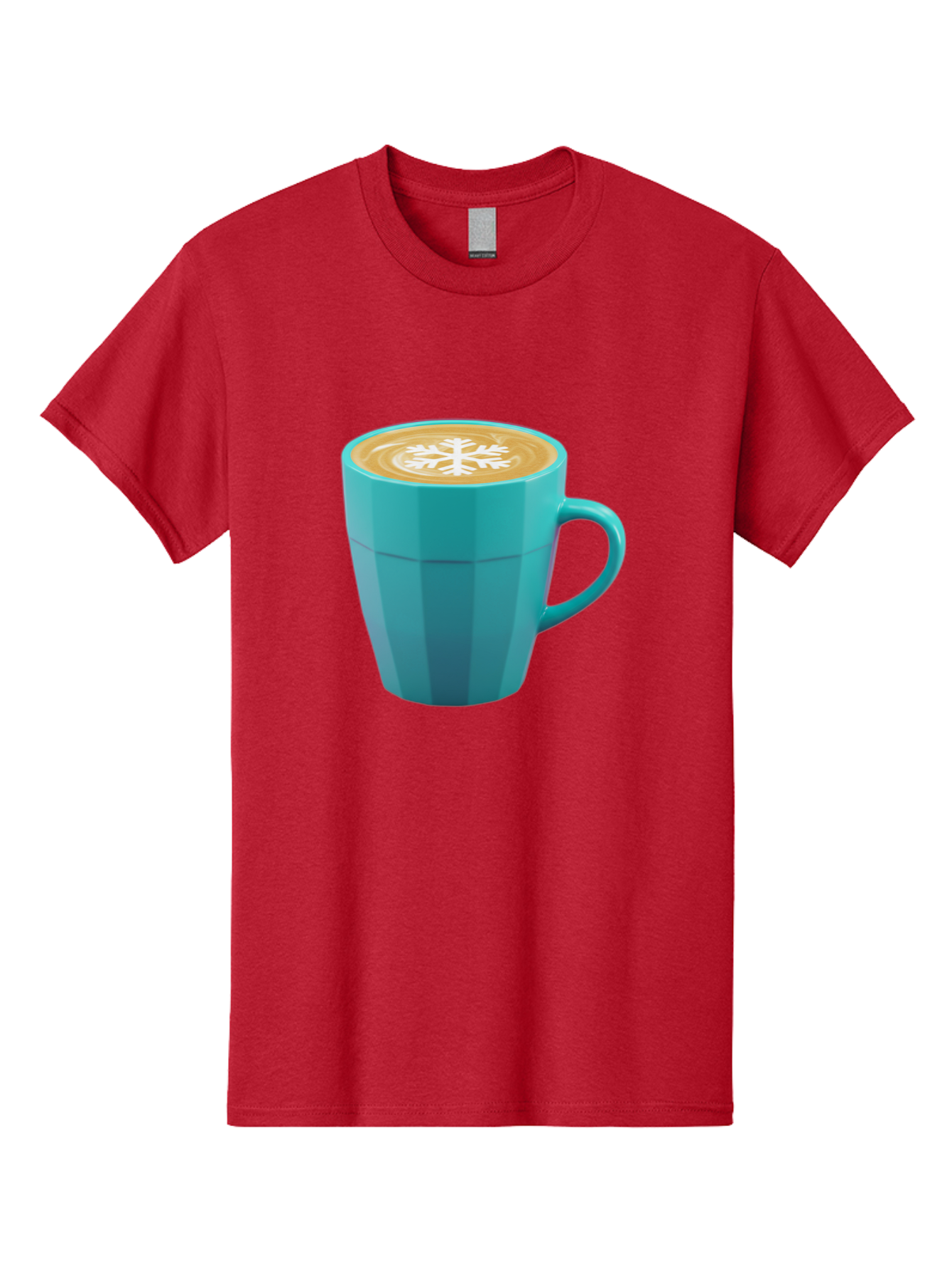 Blue-Coffee-Mug Men'S Graphic Tee, 100% Cotton, Comfortable Casual Summer Wear, Machine Washable, Coffee Cup, Blue Mug, Latte Art, Snowflake Design, Coffee Drink, Morning Coffee, Caffeine Boost, Beverage, Coffee Culture, Winter Theme Baa170