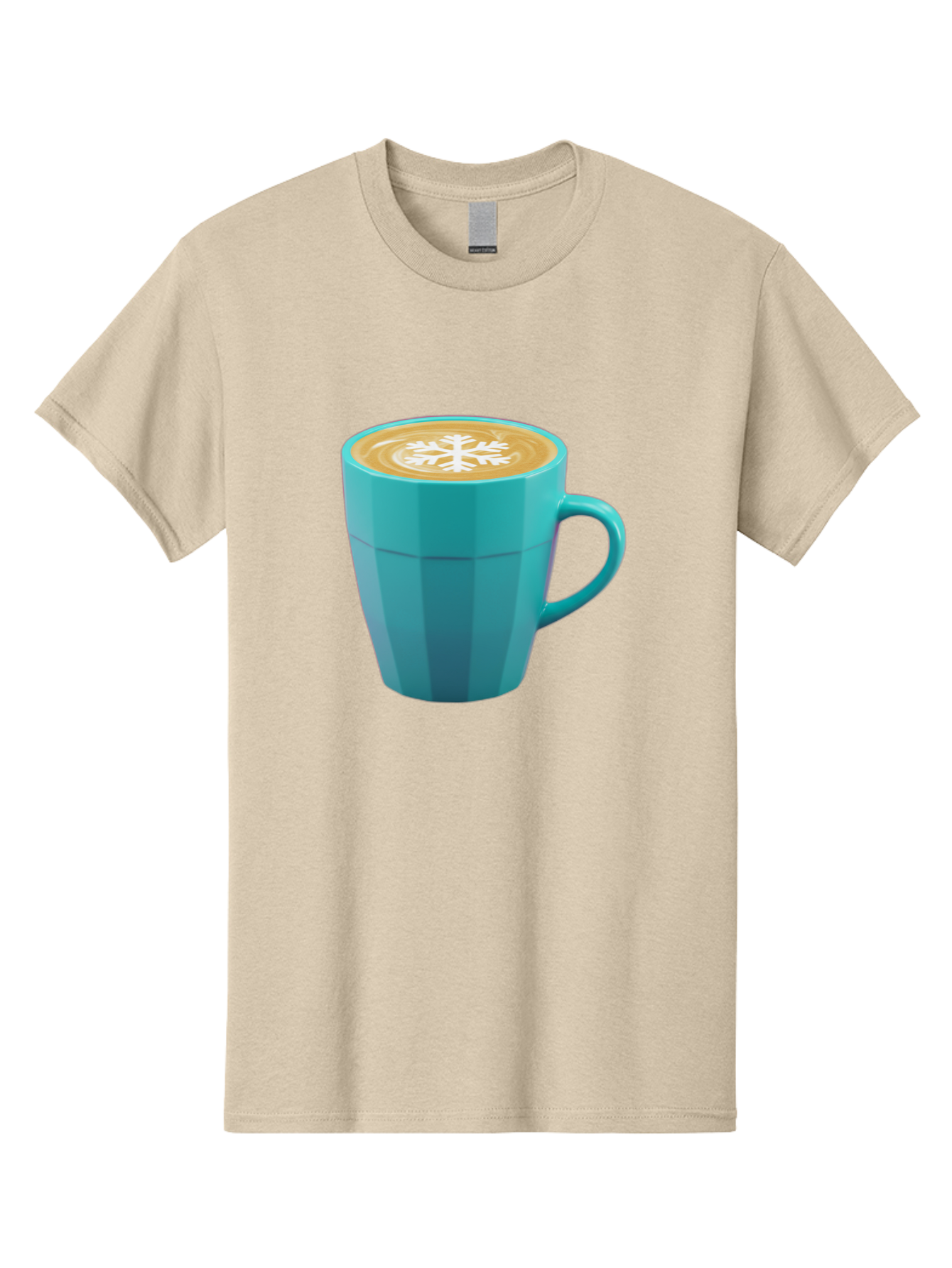 Blue-Coffee-Mug Men'S Graphic Tee, 100% Cotton, Comfortable Casual Summer Wear, Machine Washable, Coffee Cup, Blue Mug, Latte Art, Snowflake Design, Coffee Drink, Morning Coffee, Caffeine Boost, Beverage, Coffee Culture, Winter Theme Baa170