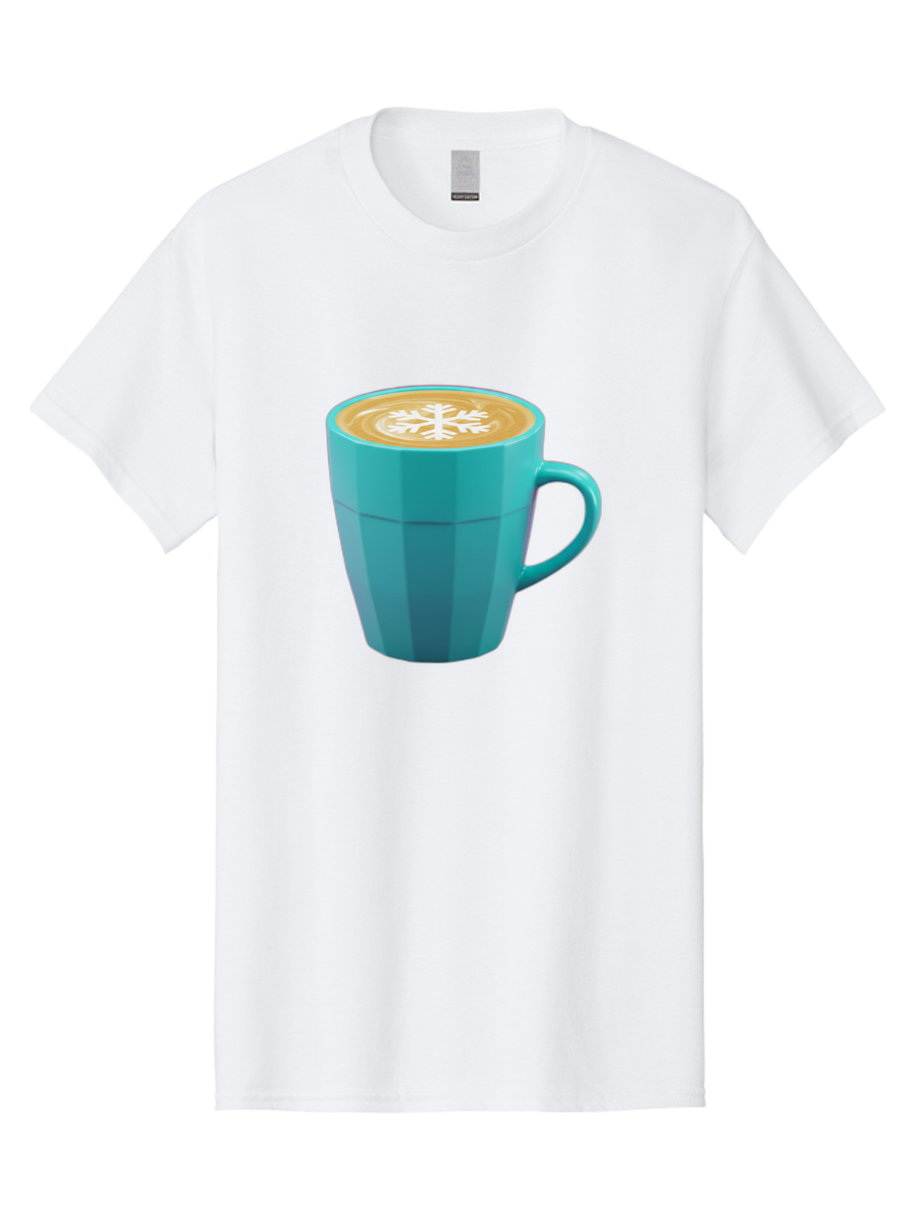 Blue-Coffee-Mug Men'S Graphic Tee, 100% Cotton, Comfortable Casual Summer Wear, Machine Washable, Coffee Cup, Blue Mug, Latte Art, Snowflake Design, Coffee Drink, Morning Coffee, Caffeine Boost, Beverage, Coffee Culture, Winter Theme Baa170