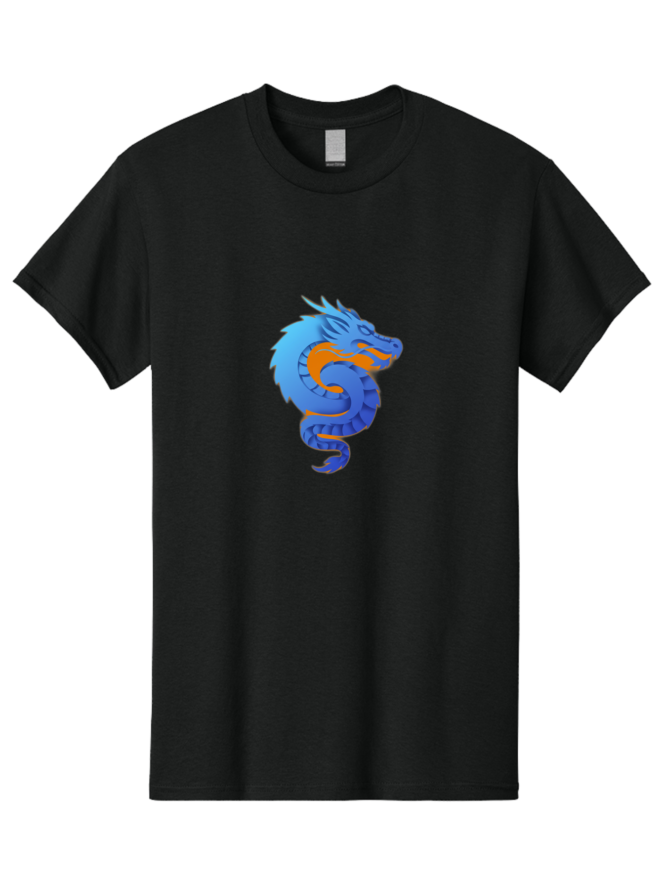 Blue-Dragon Men'S Graphic Tee, 100% Cotton, Comfortable Casual Summer Wear, Machine Washable, Blue Dragon, Orange Flames, Mythical Creature, Fantasy Art, Cartoon Illustration, Digital Graphics, Dragon Design, Logo Concept Baa173