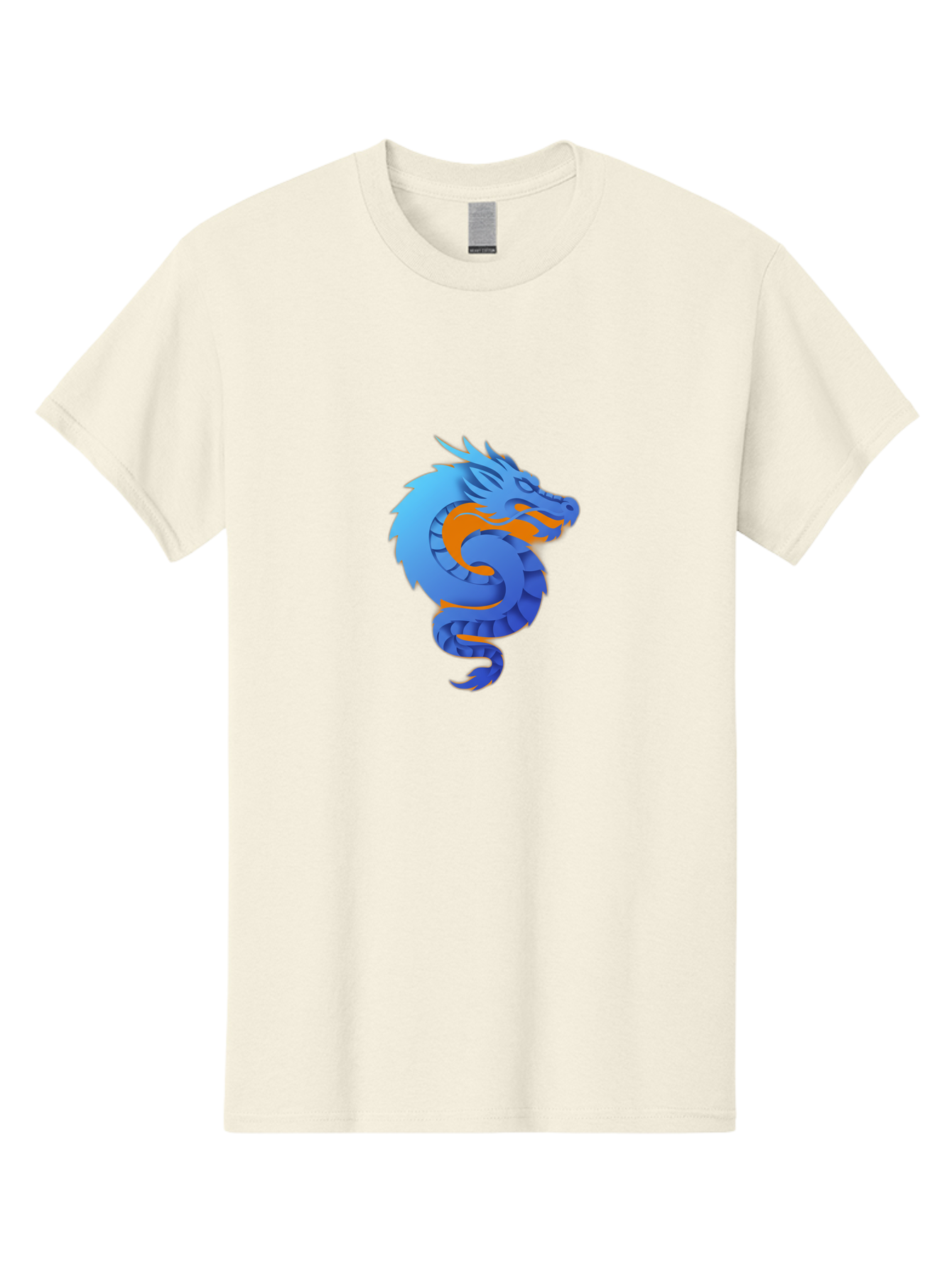 Blue-Dragon Men'S Graphic Tee, 100% Cotton, Comfortable Casual Summer Wear, Machine Washable, Blue Dragon, Orange Flames, Mythical Creature, Fantasy Art, Cartoon Illustration, Digital Graphics, Dragon Design, Logo Concept Baa173