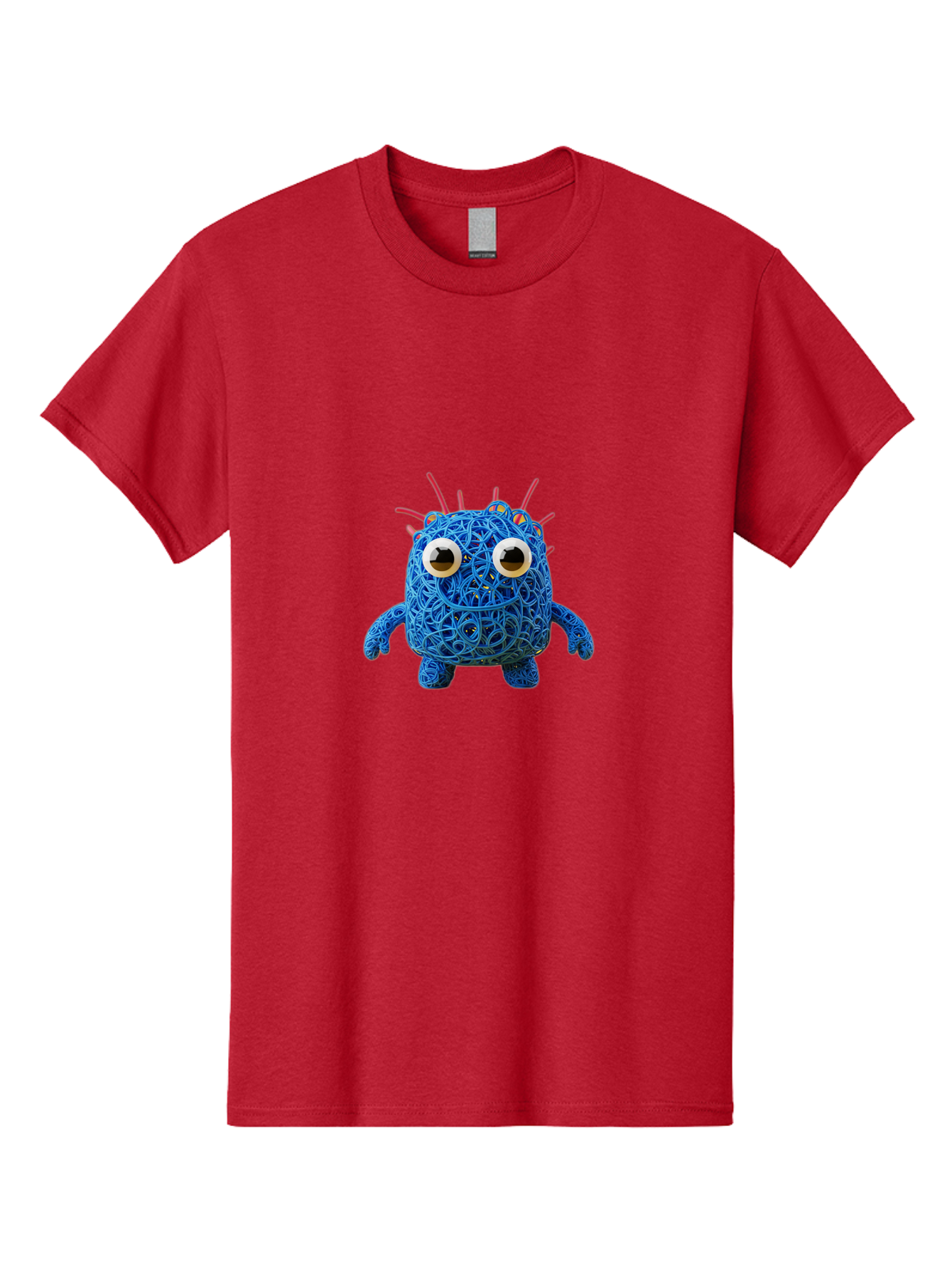 Blue-Germ Men'S Graphic Tee, 100% Cotton, Comfortable Casual Summer Wear, Machine Washable, Blue Virus Character, Cartoon Virus, Quirky Design, Oversized Eyes, Comical Creature, Abstract Virus Representation, Funny Art, Playful Germ Baa174
