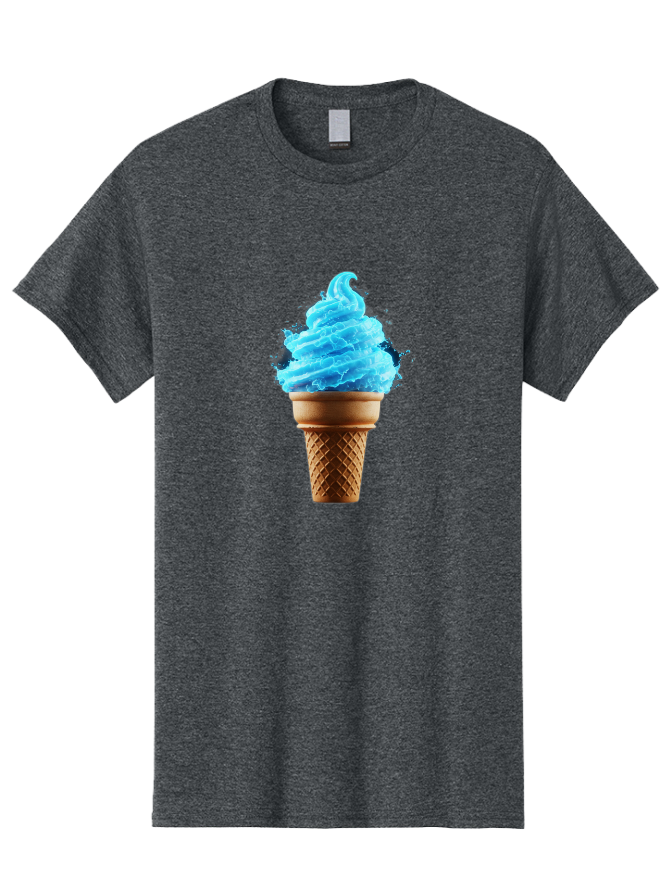 Blue-Ice-Cream-Cone Men'S Graphic Tee, 100% Cotton, Comfortable Casual Summer Wear, Machine Washable, Blue Ice Cream, Ice Cream Cone, Soft Serve, Sweet Treats, Summertime Fun, Cold Desserts, Ice Cream Lovers, Frozen Delights, Creamy Texture, Baa175