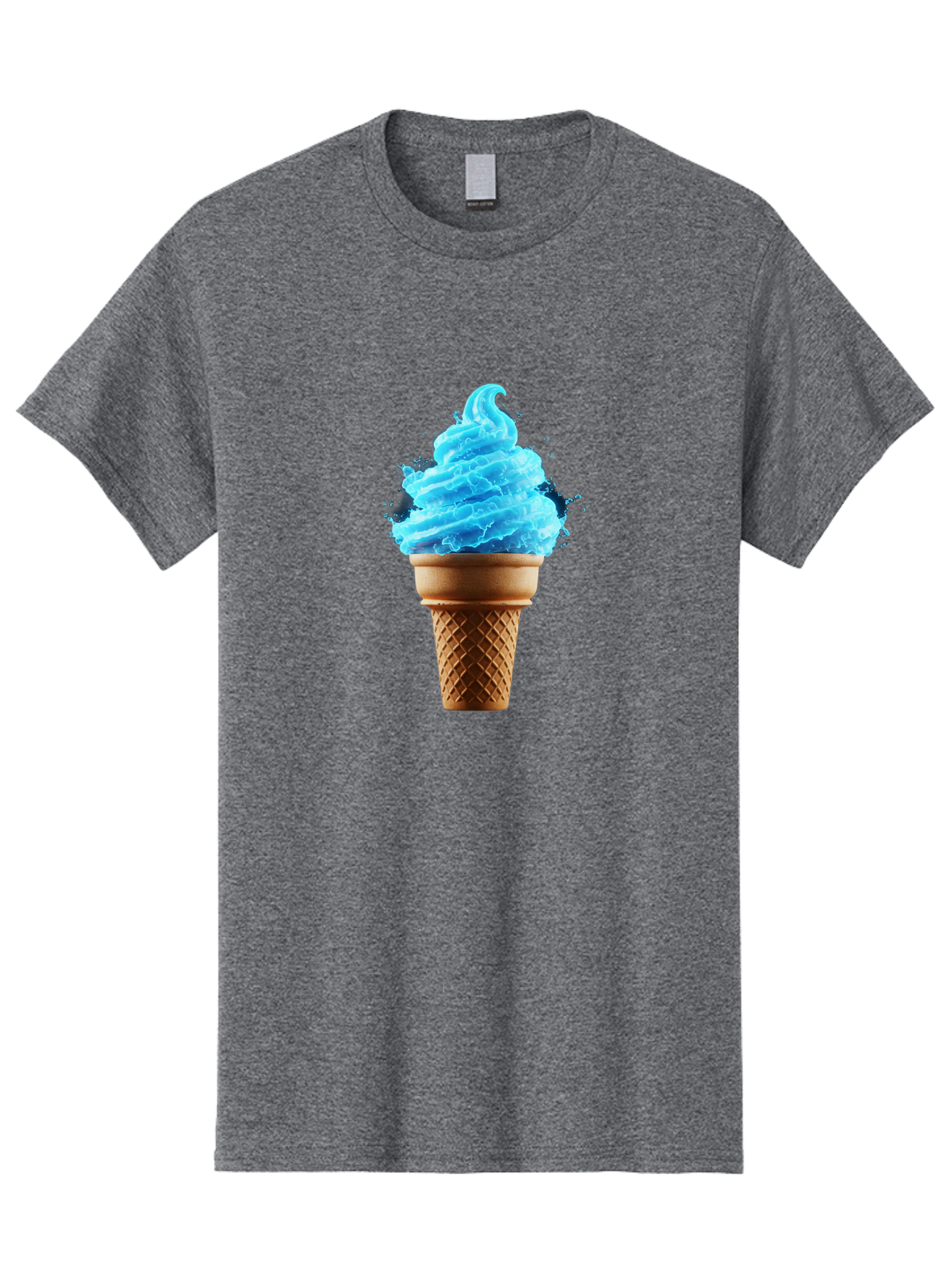 Blue-Ice-Cream-Cone Men'S Graphic Tee, 100% Cotton, Comfortable Casual Summer Wear, Machine Washable, Blue Ice Cream, Ice Cream Cone, Soft Serve, Sweet Treats, Summertime Fun, Cold Desserts, Ice Cream Lovers, Frozen Delights, Creamy Texture, Baa175
